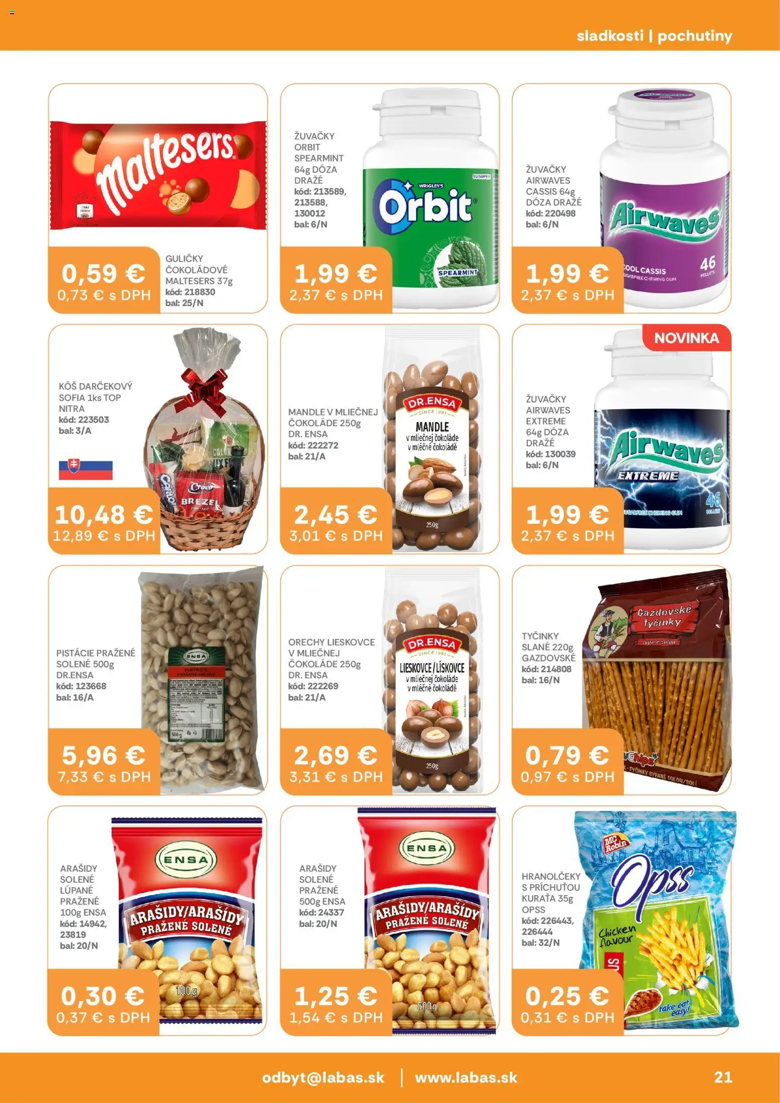 Nové Labaš akcie – leták je platný od 10.04.2026 | Strana: 21 | Produkty: Kôš, Arašidy, Pistácie, Mandle