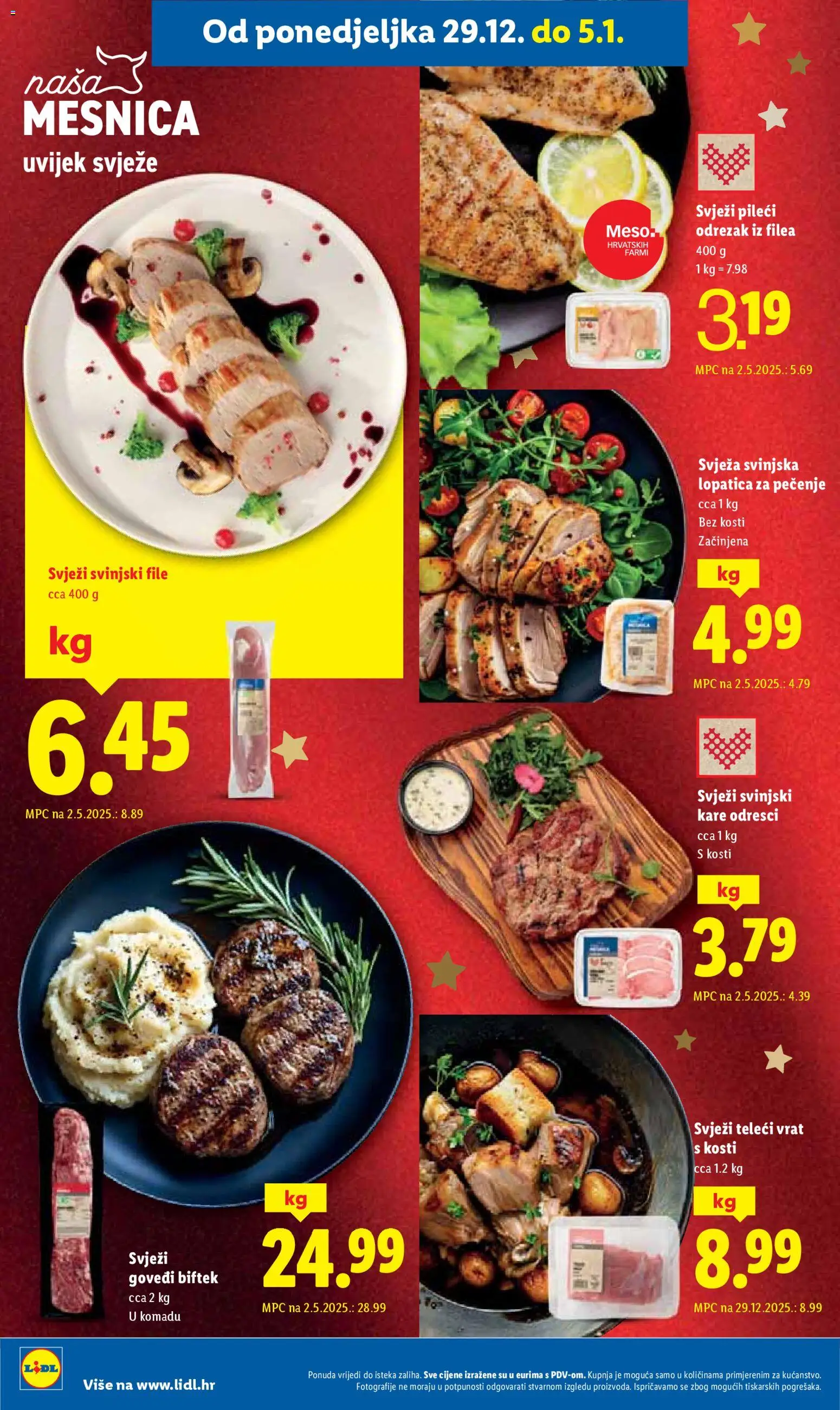 Lidl katalog | vrijedi od 27.12.2025 | Stranica: 54 | Proizvodi: Svinjska lopatica, Svinjski kare, Svinjski file, Lopatica