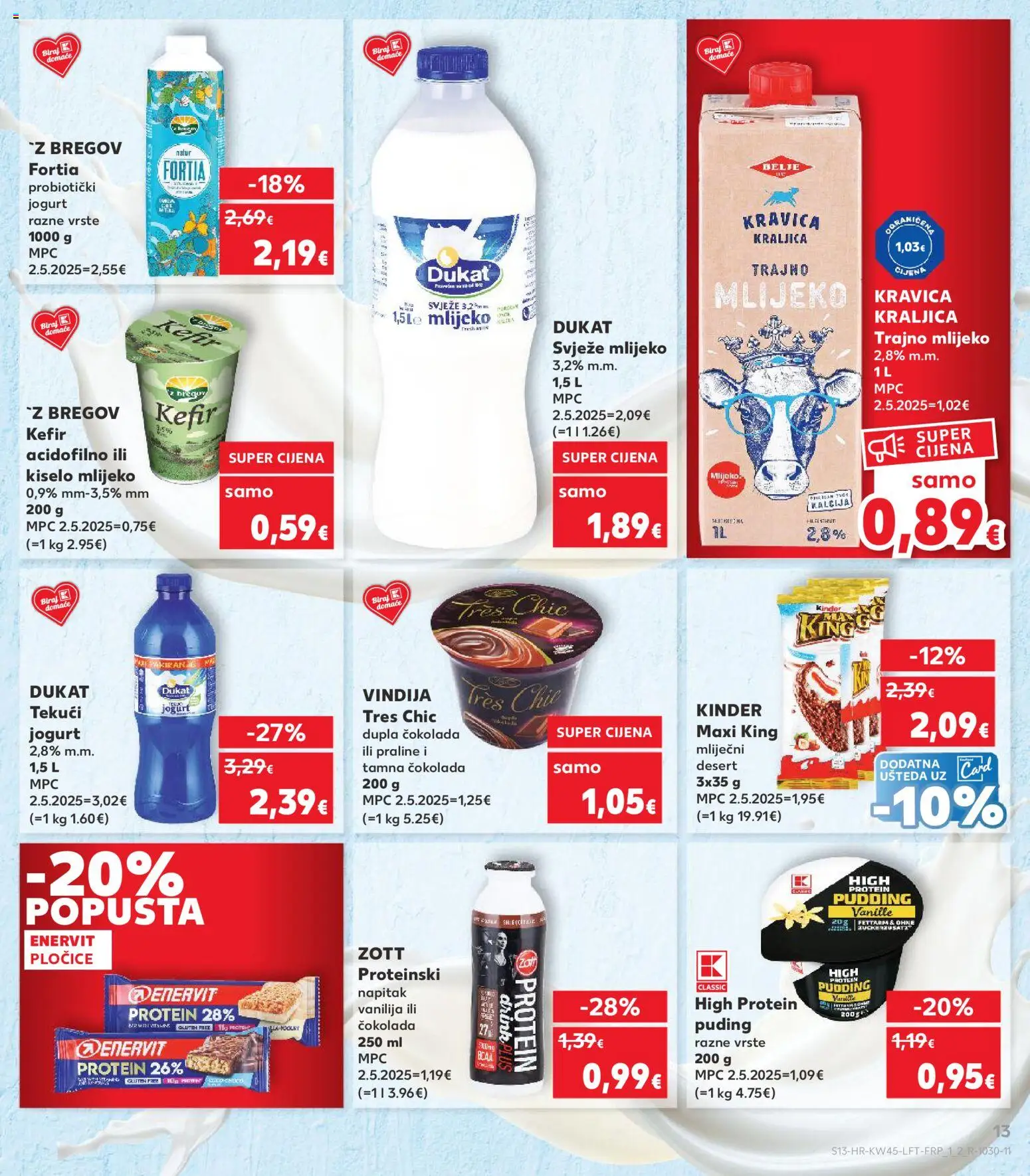 Kaufland HR akciós ujság - amely érvényes a következő dátumtól: 05.11.2025 | Oldal: 13 | Termékek: Puding, Kefir, Protein, Praliné