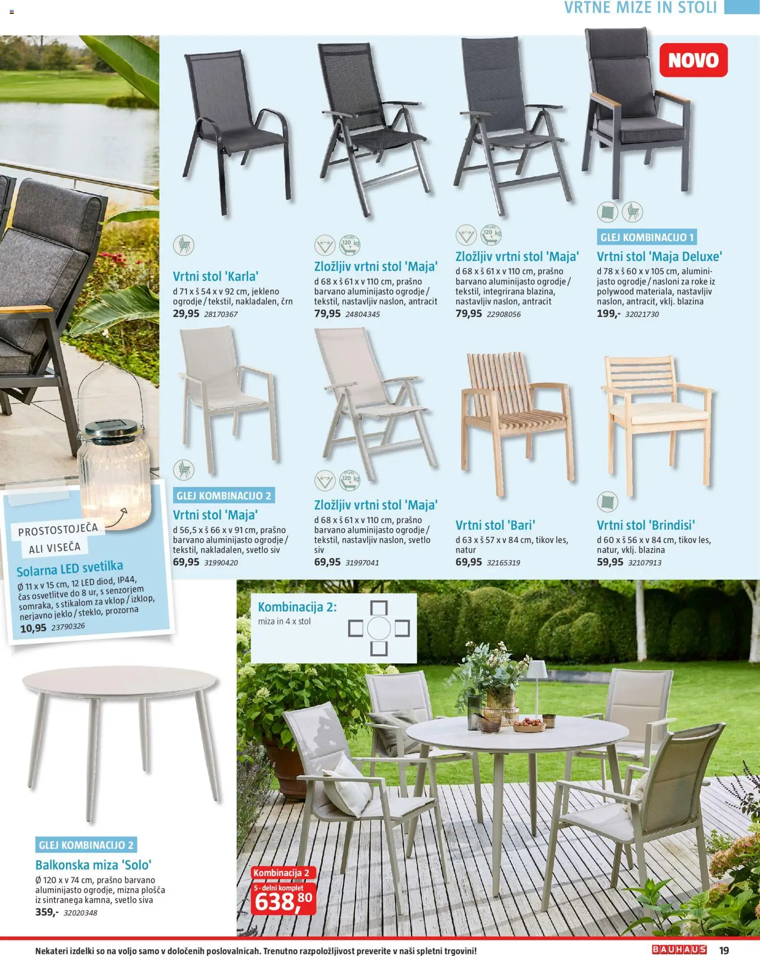 Novi Bauhaus katalog ponudbe – veljaven od 22.04.2026 | Stran: 19 | Izdelki: Led svetilka, Blazina, Miza, Stol