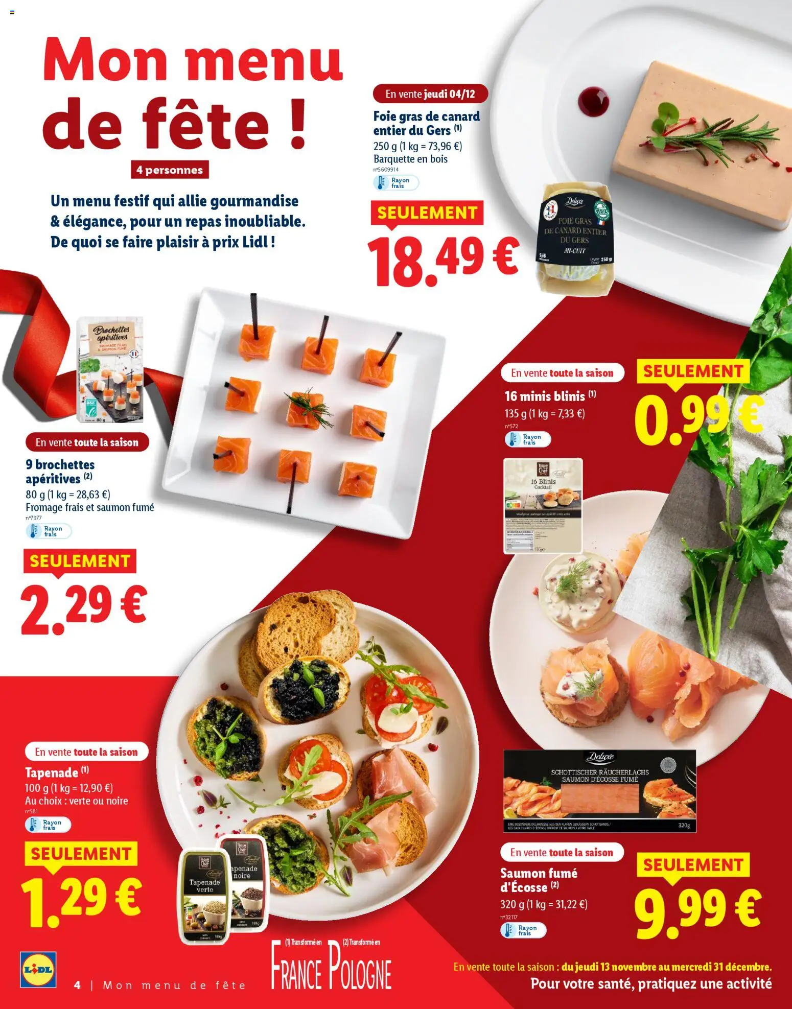 {H1} | Page: 4 | Produits: Saumon fumé, Blinis, Saumon, Fromage frais