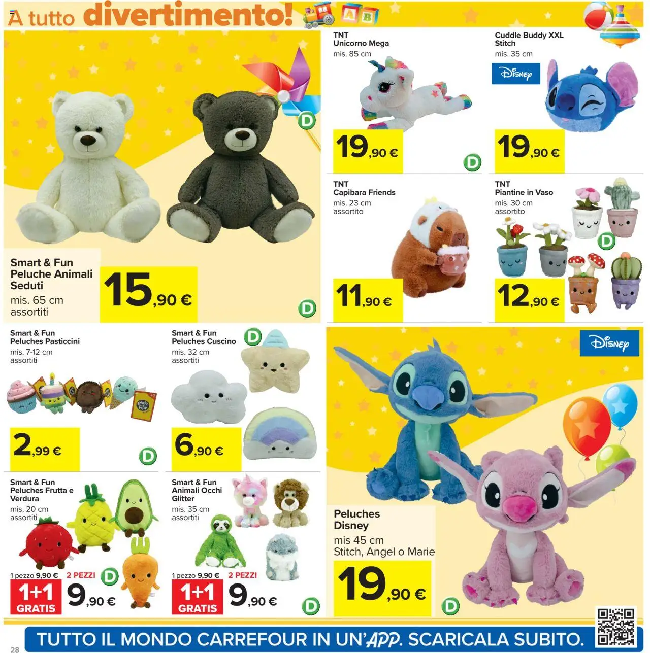 Volantino Carrefour del 15.09.2025 | Pagina: 28 | Prodotti: Peluche, Frutta, Cuscino, Vaso