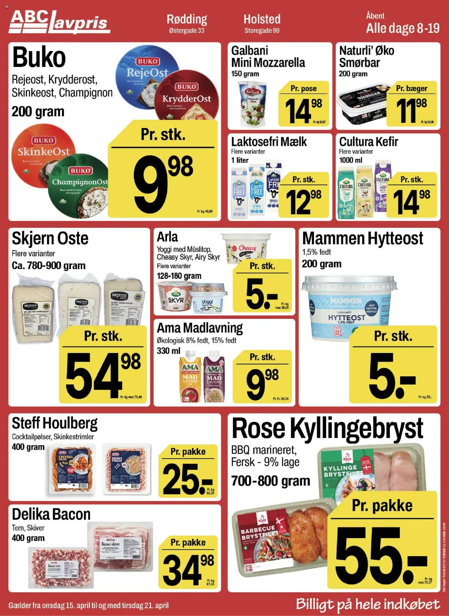 Abc Lavpris tilbudsavis – gyldig fra 15.04.2026 | Side: 6 | Produkter: Champignon, Skyr, Bacon, Mozzarella