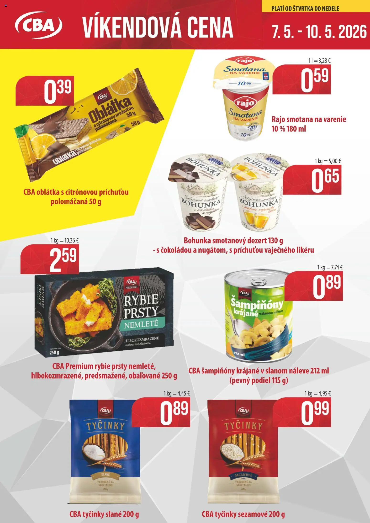 Nové CBA Komfos akcie – leták je platný od 30.04.2026 | Strana: 2 | Produkty: Smotana