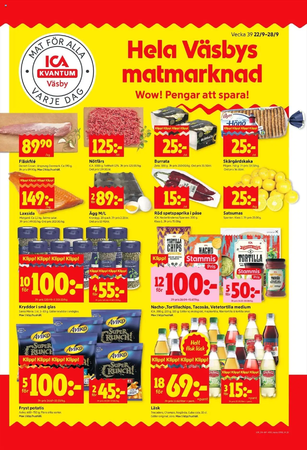 ICA Kvantum reklamblad aktuell från 22.09.2025 | Sida: 1 | Produkter: Timjan, Tortilla, Galler, Oregano