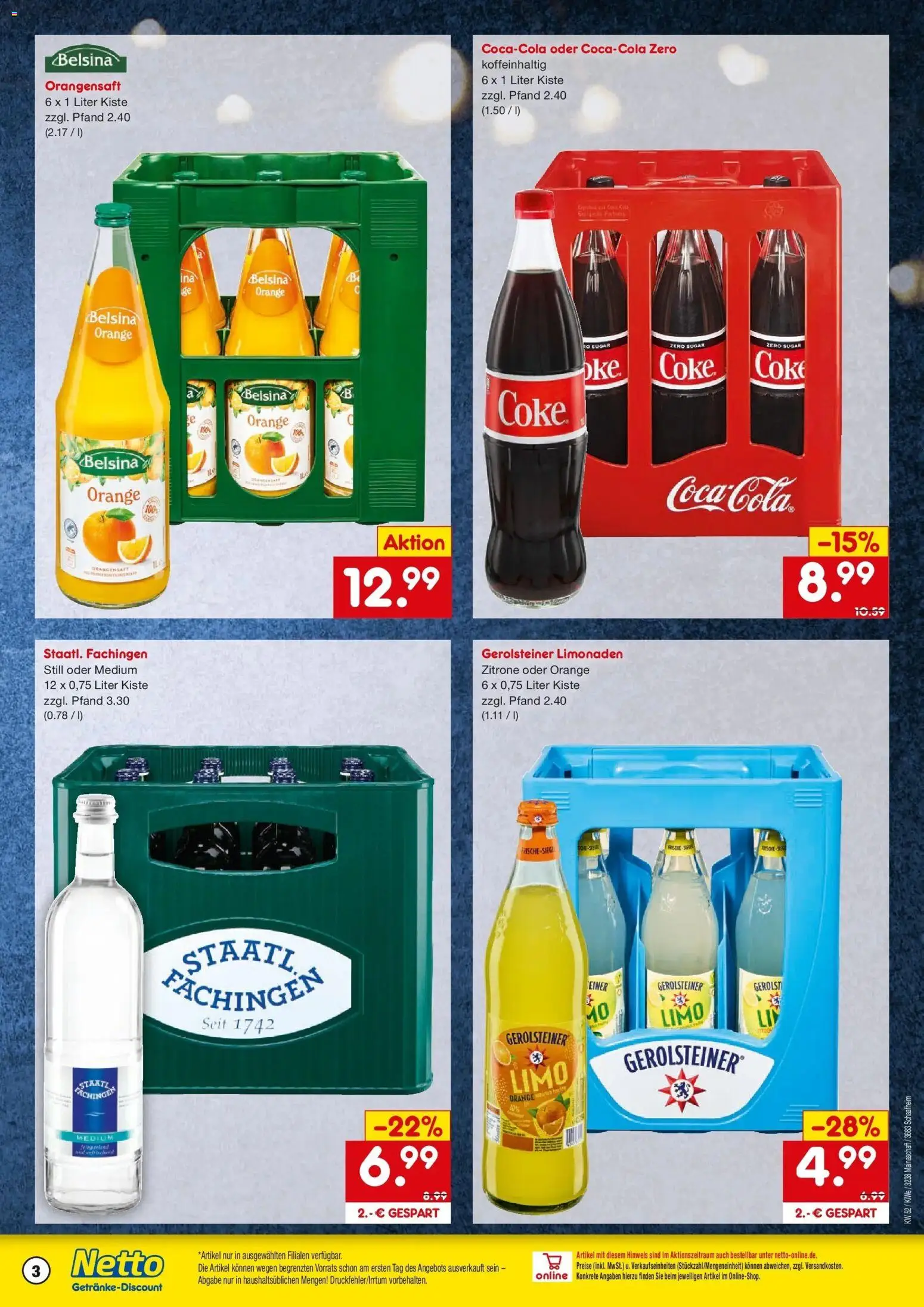 Netto Marken-Discount prospekt Mainaschaff	 – gültig ab 22.12.2025 | Seite: 3 | Produkte: Orangensaft, Zitrone, Gerolsteiner
