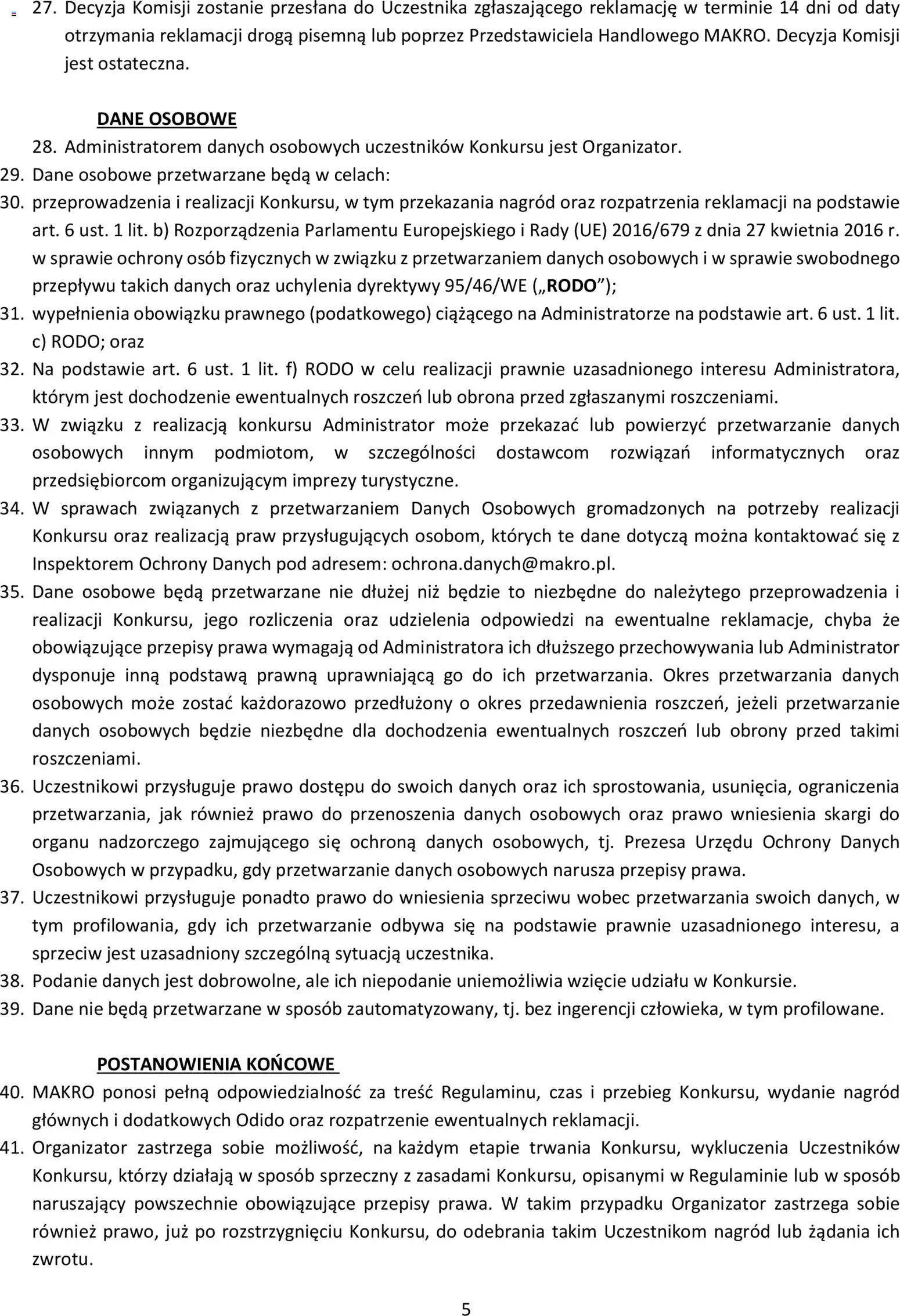 Makro Gazetka - Regulamin konkursu zakupy z nagrodą od 02.11.2025 | Strona: 5