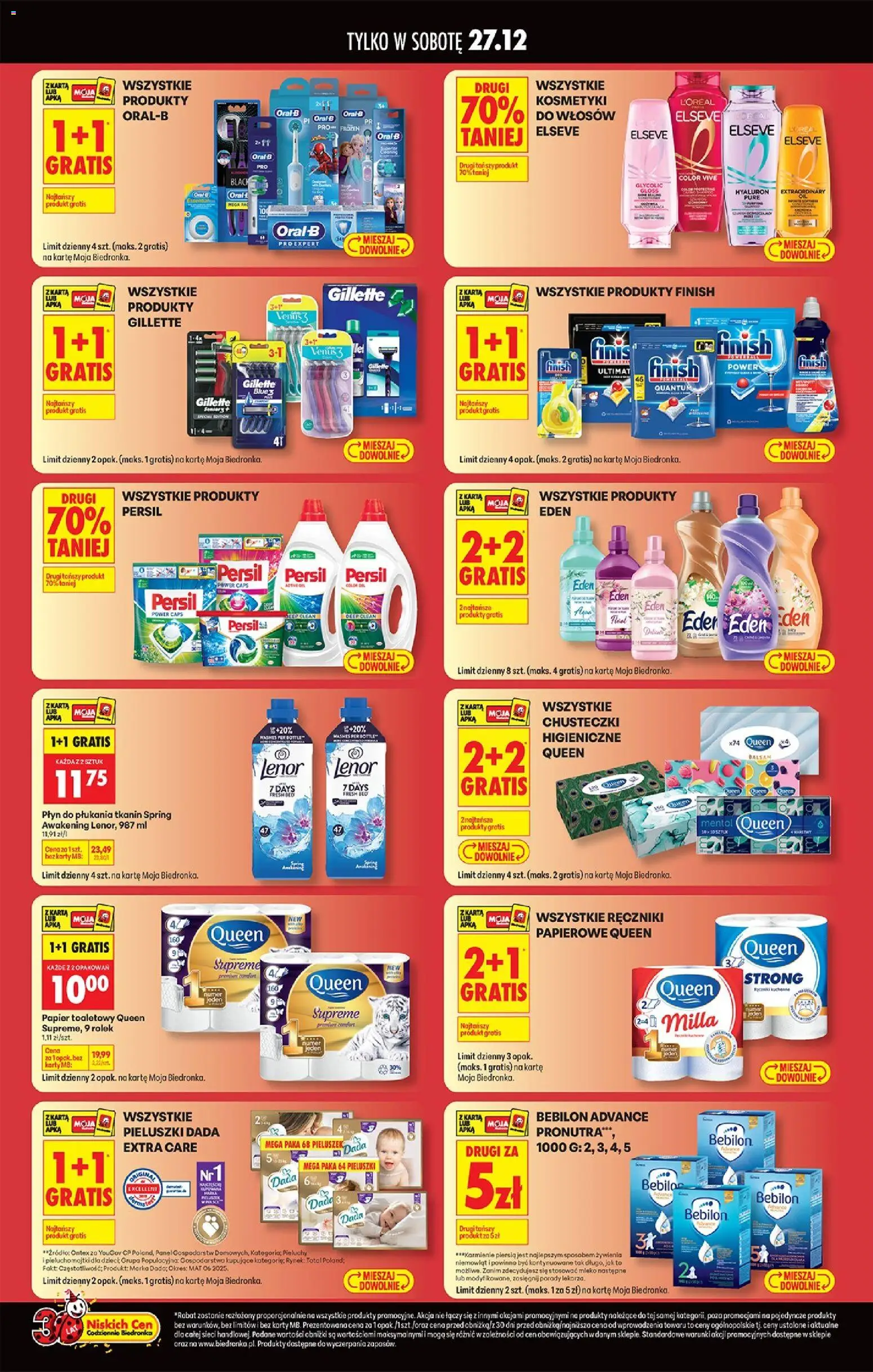 Biedronka gazetka - Najtańsza sobota od 27.12.2025 | Strona: 4 | Produkty: Karta, Papier toaletowy, Chusteczki higieniczne, Finish