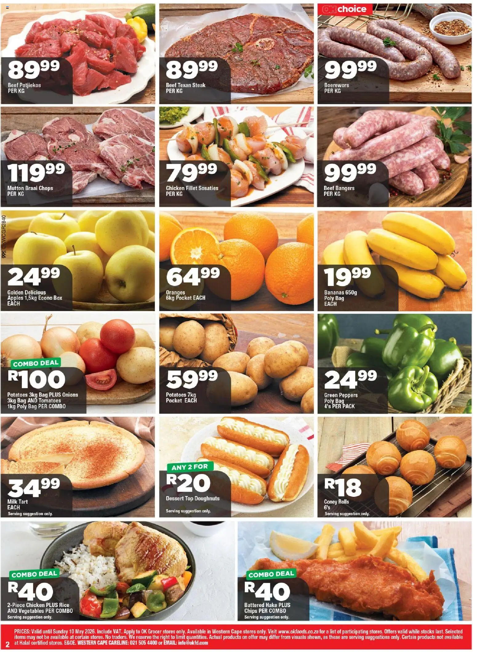 New OK Foods catalogue – valid from 24.04.2026 | Page: 2 | Products: Milk, Bananas, Beef, Chips