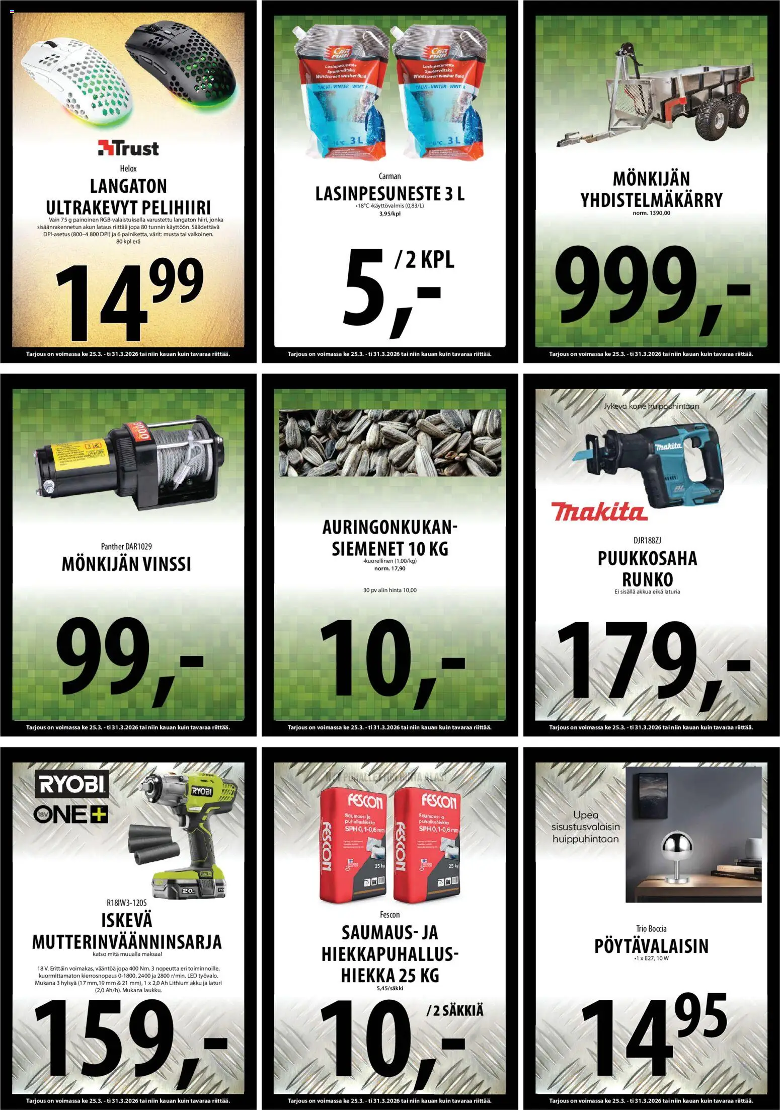 Tuuri tarjoukset – voimassa 25.03.2026 alkaen | Sivu: 20 | Tuotteet: Siemenet, Akku, Lasinpesuneste, Laturi