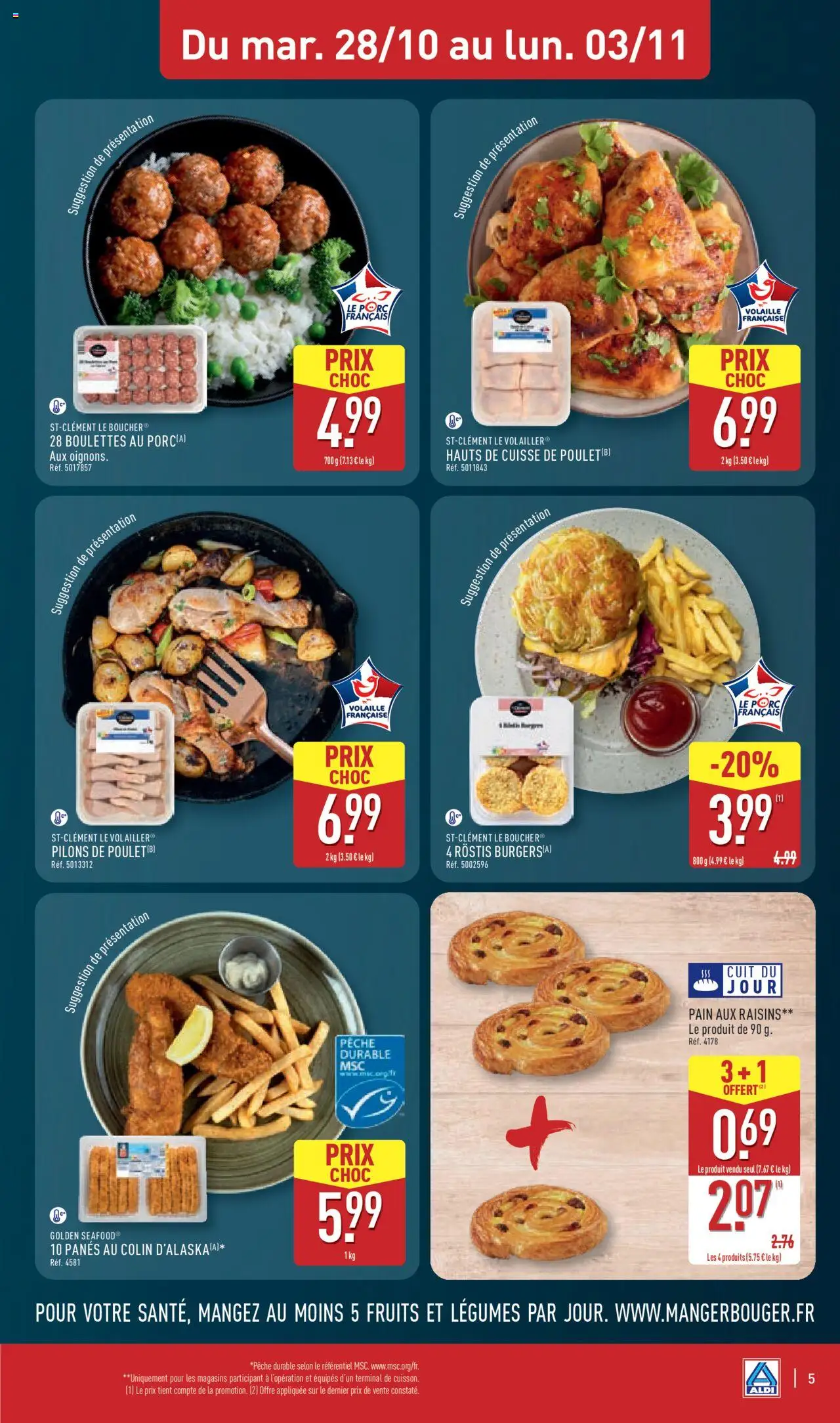 {H1} | Page: 9 | Produits: Pêche, Volaille, Pain, Porc