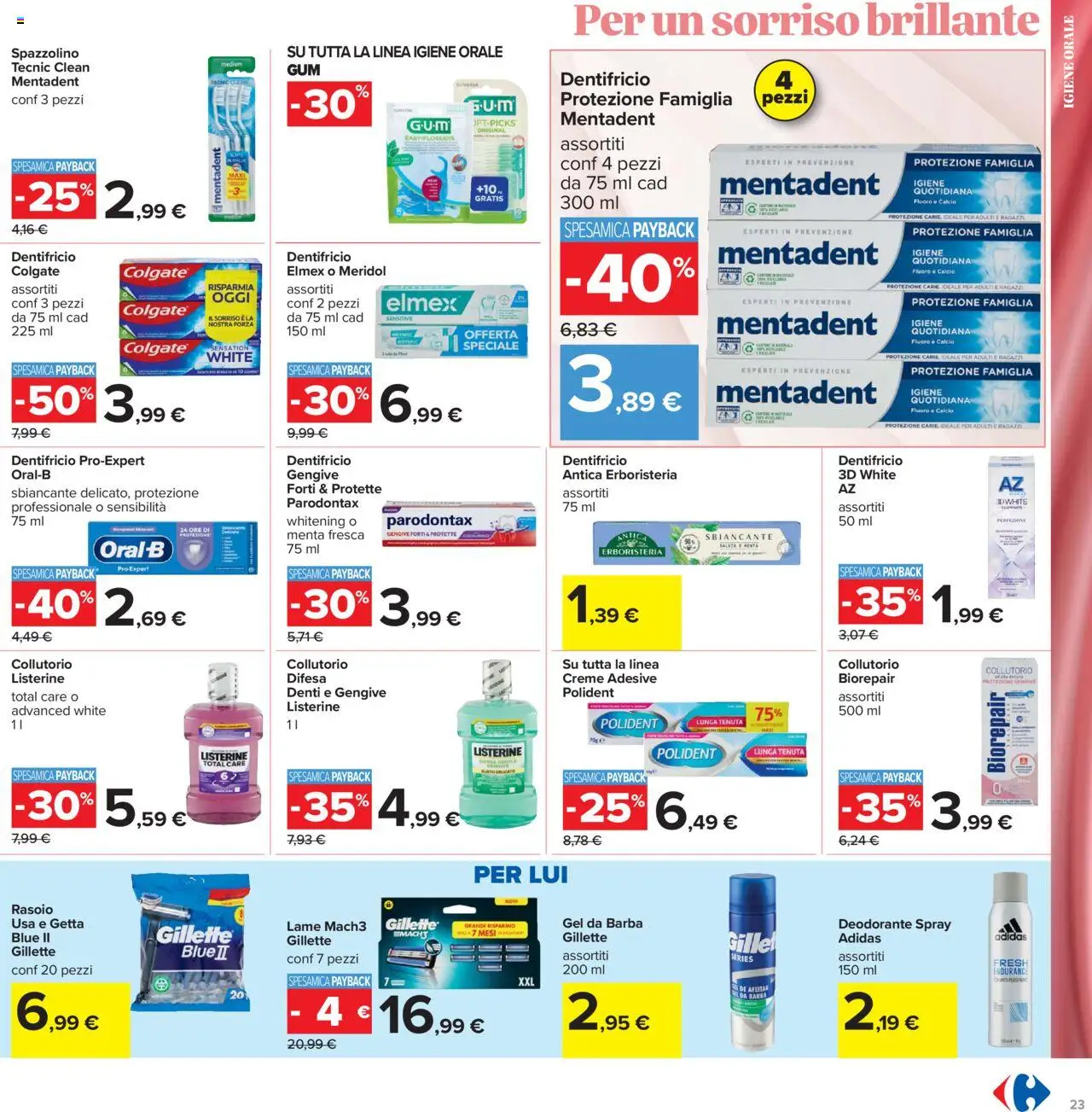 Volantino Carrefour del 15.09.2025 | Pagina: 23 | Prodotti: Deodorante, Spazzolino, Collutorio, Menta
