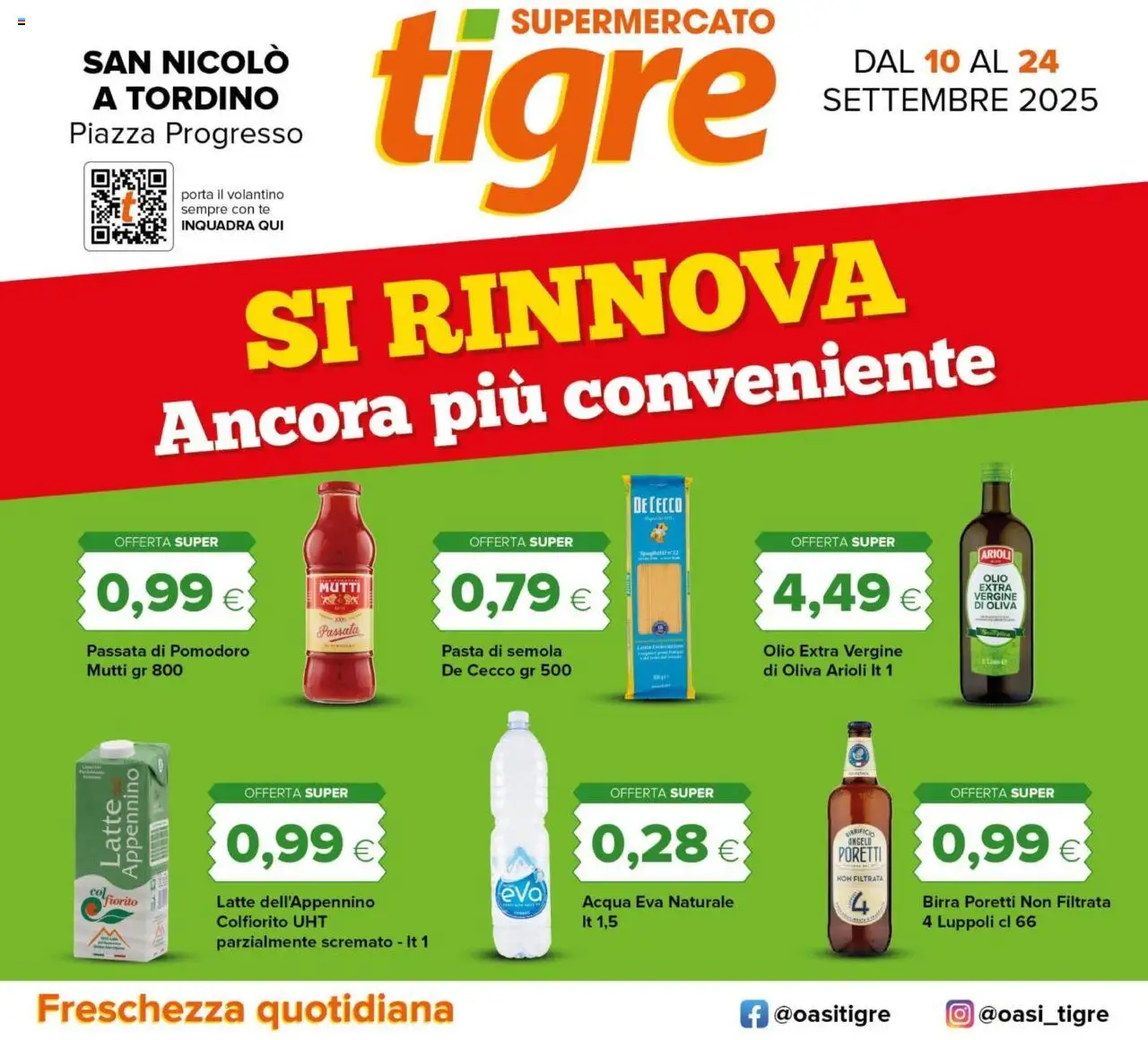 Volantino Tigre del 10.09.2025 | Pagina: 1 | Prodotti: Birra, Tè, Pomodoro, Pasta