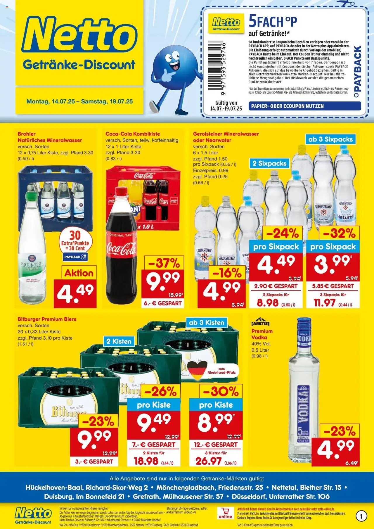 Netto Marken-Discount prospekt Hückelhoven-Baal	 - gültig ab dem 13.07.2025 | Seite: 1 | Produkte: Bitburger, Coca cola, Cola, Mineralwasser