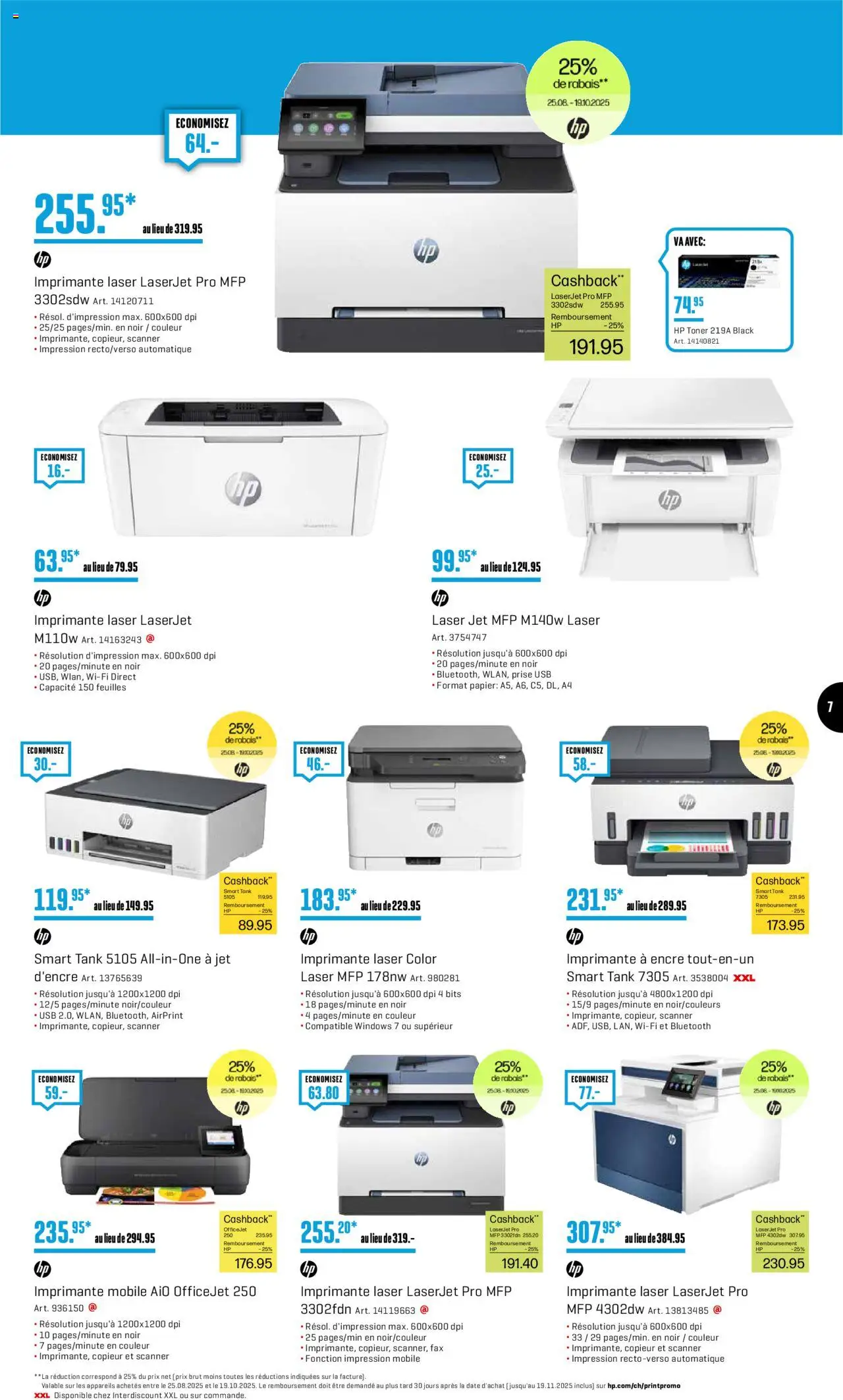 Interdiscount Aktionen FR ab 25.08.2025 | Seite: 7 | Produkte: Usb, Toner, HP