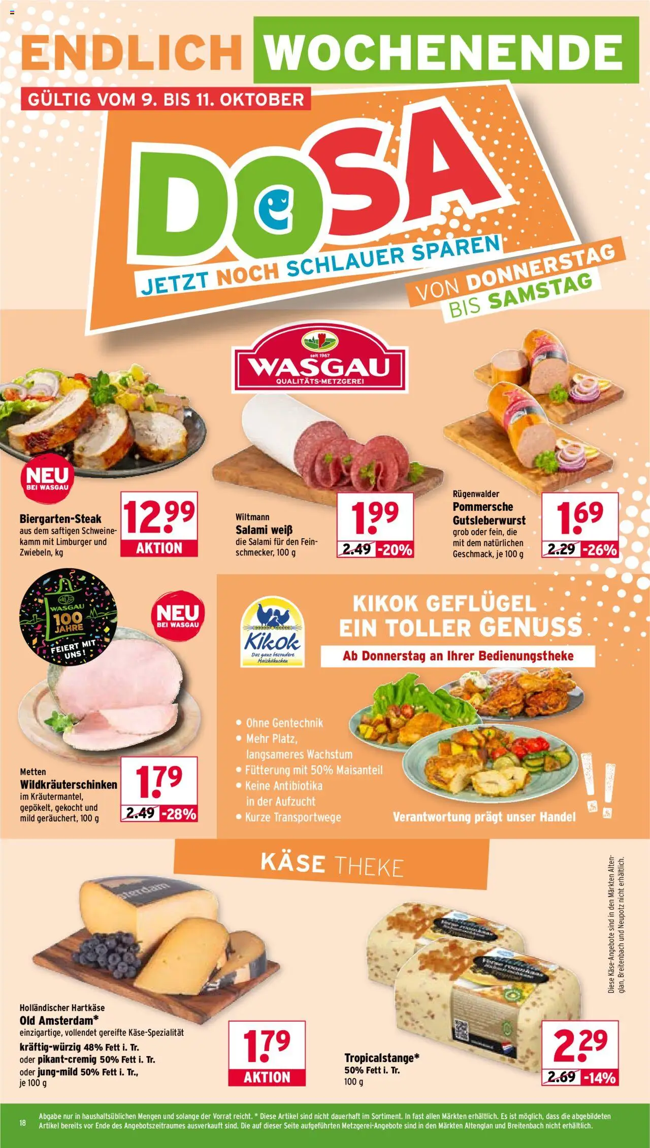 Wasgau Prospekt 	 – gültig ab 06.10.2025 | Seite: 18 | Produkte: Käse, Theke, Salami