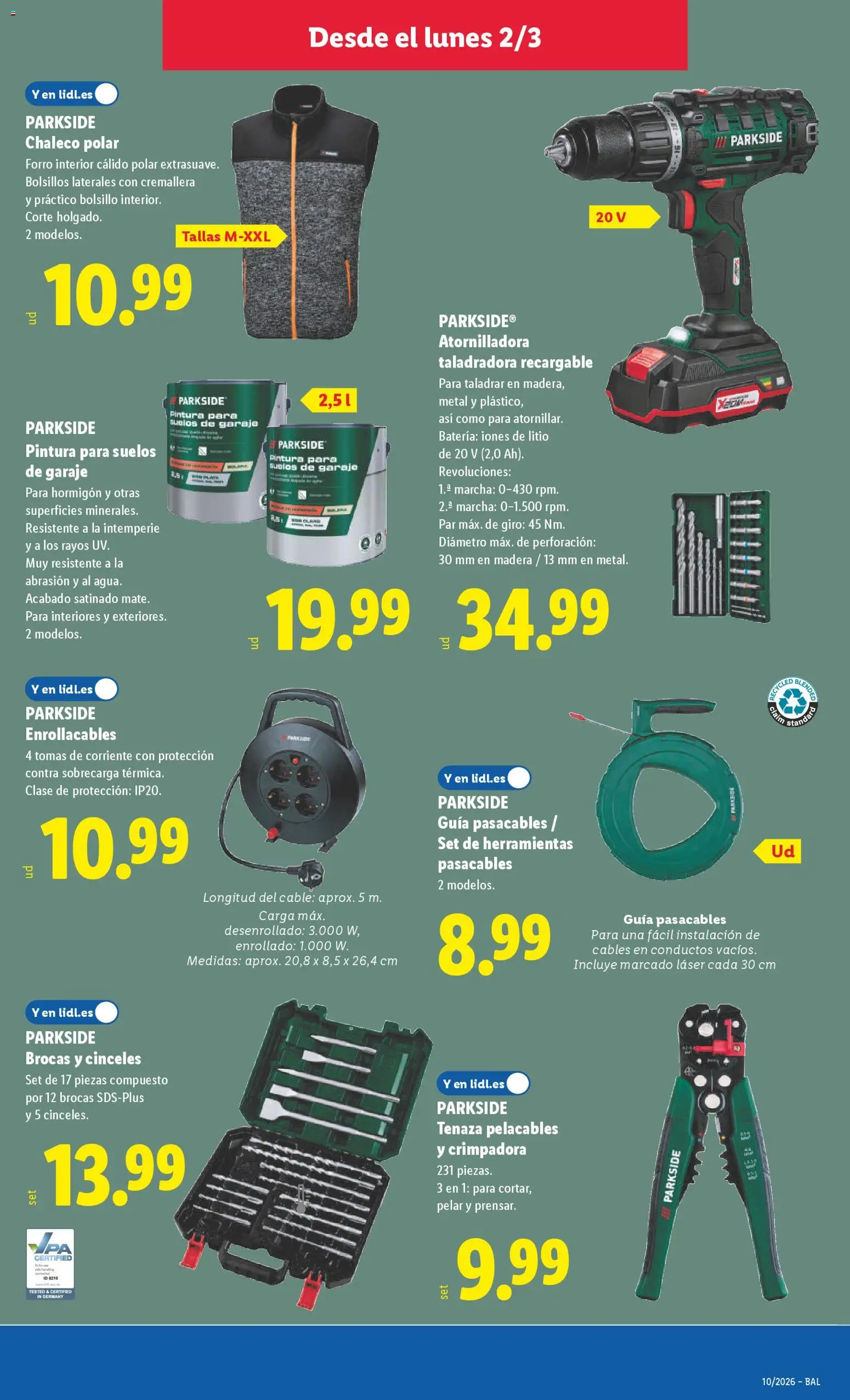 Lidl folleto de bazar │ válido desde el 02.03.2026 | Página: 7 | Productos: Chaleco, Cable, Batería