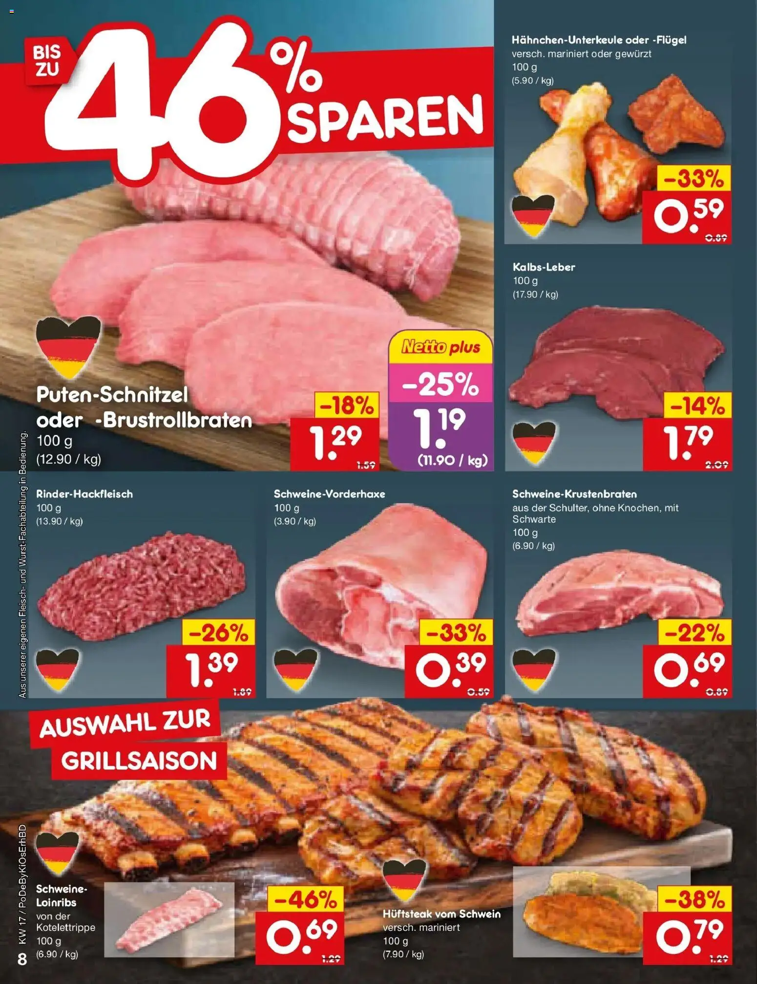 Netto Marken-Discount Prospekt Buttenwiesen	 – gültig ab 20.04.2026 | Seite: 10 | Produkte: Kalbsleber, Putenschnitzel, Fleisch