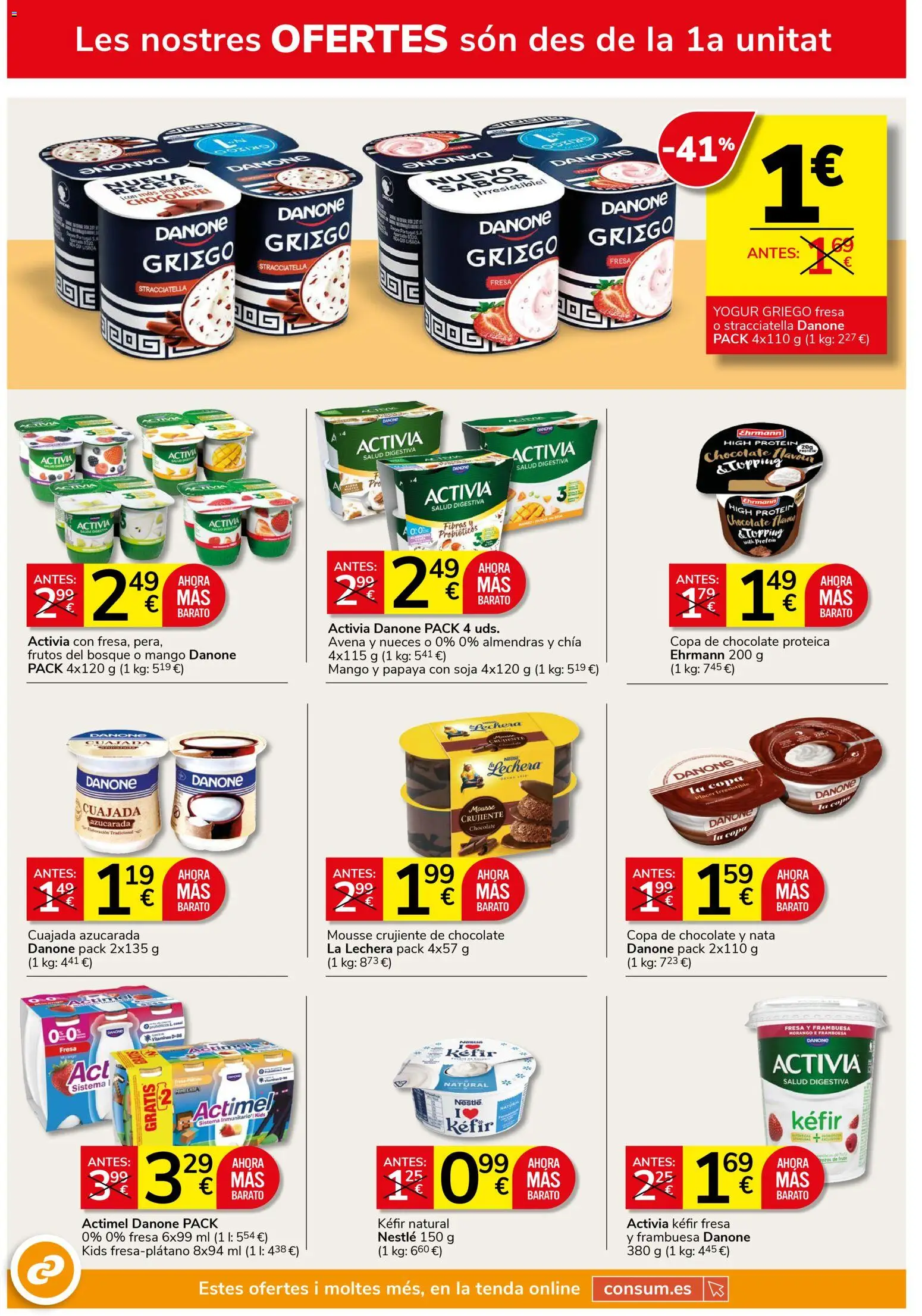 Consum folleto │ válido desde el 23.04.2026 | Página: 4 | Productos: Mousse, Yogur, Chocolate, Ρούτερ