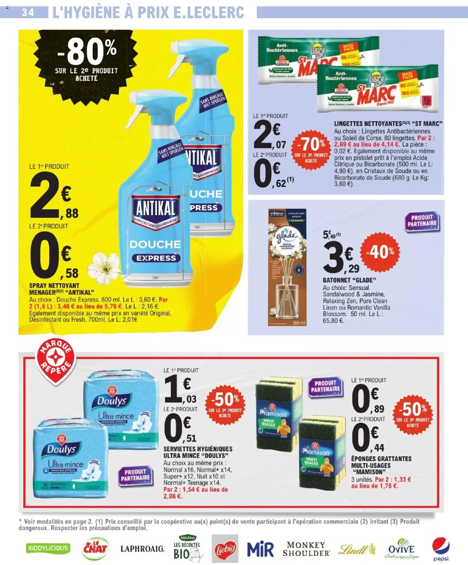 {H1} | Page: 34 | Produits: Cristaux de soude, Bicarbonate de soude, Douche, Lindt