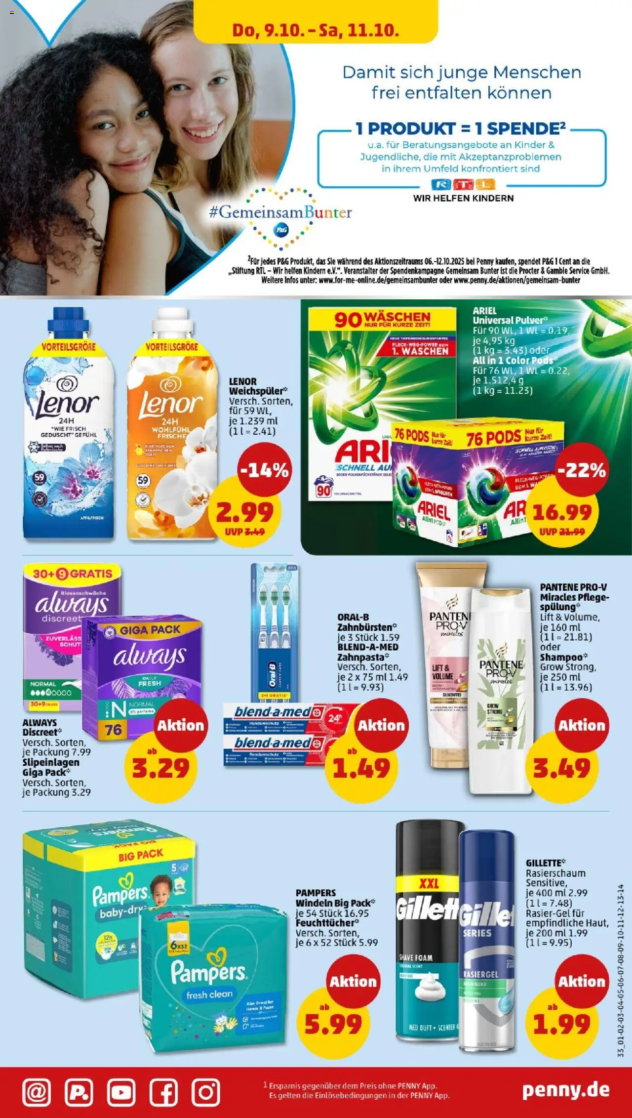 Penny - Bayern – gültig ab 06.10.2025 | Seite: 35 | Produkte: Lenor, Ariel, Pampers, Rasierschaum