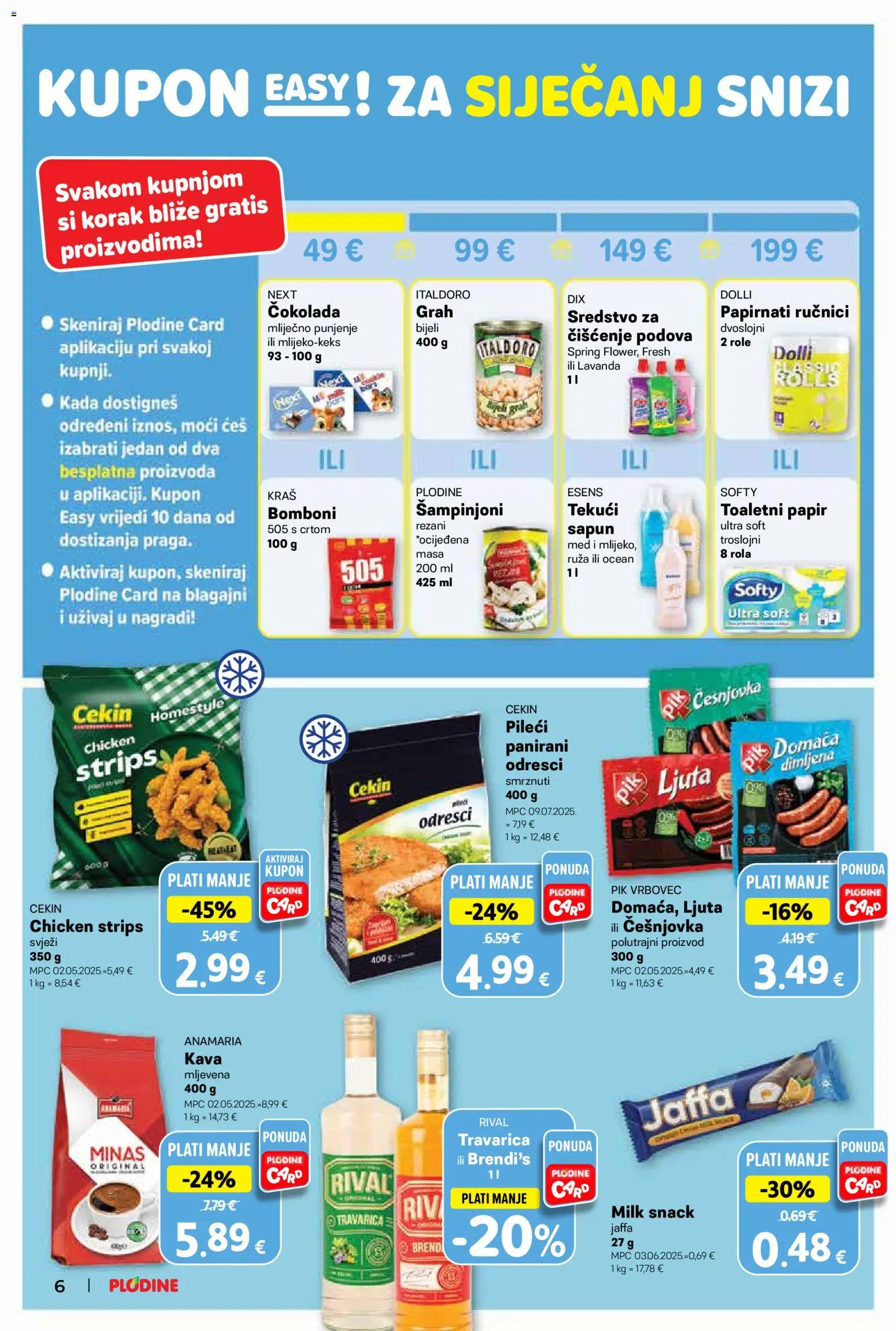 Plodine katalog | vrijedi od 02.01.2026 | Stranica: 6 | Proizvodi: Travarica, Kava, Papirnati ručnici, Toaletni papir