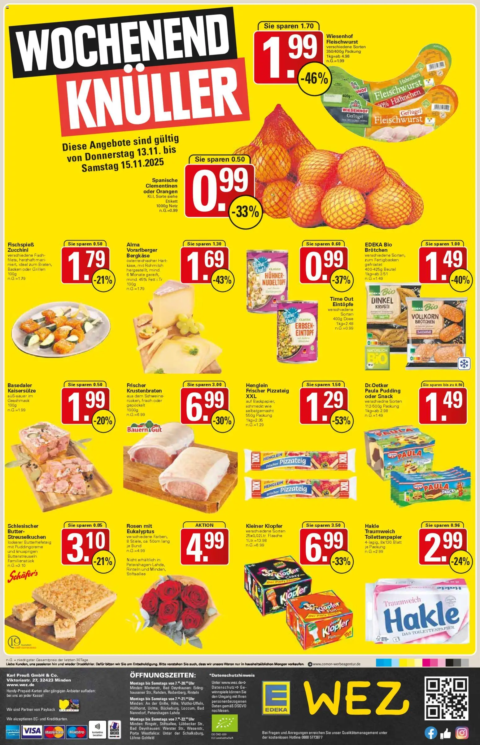 WEZ Prospekt – gültig ab 03.11.2025 | Seite: 16 | Produkte: Hahnchen, Butter, Bad, Pudding