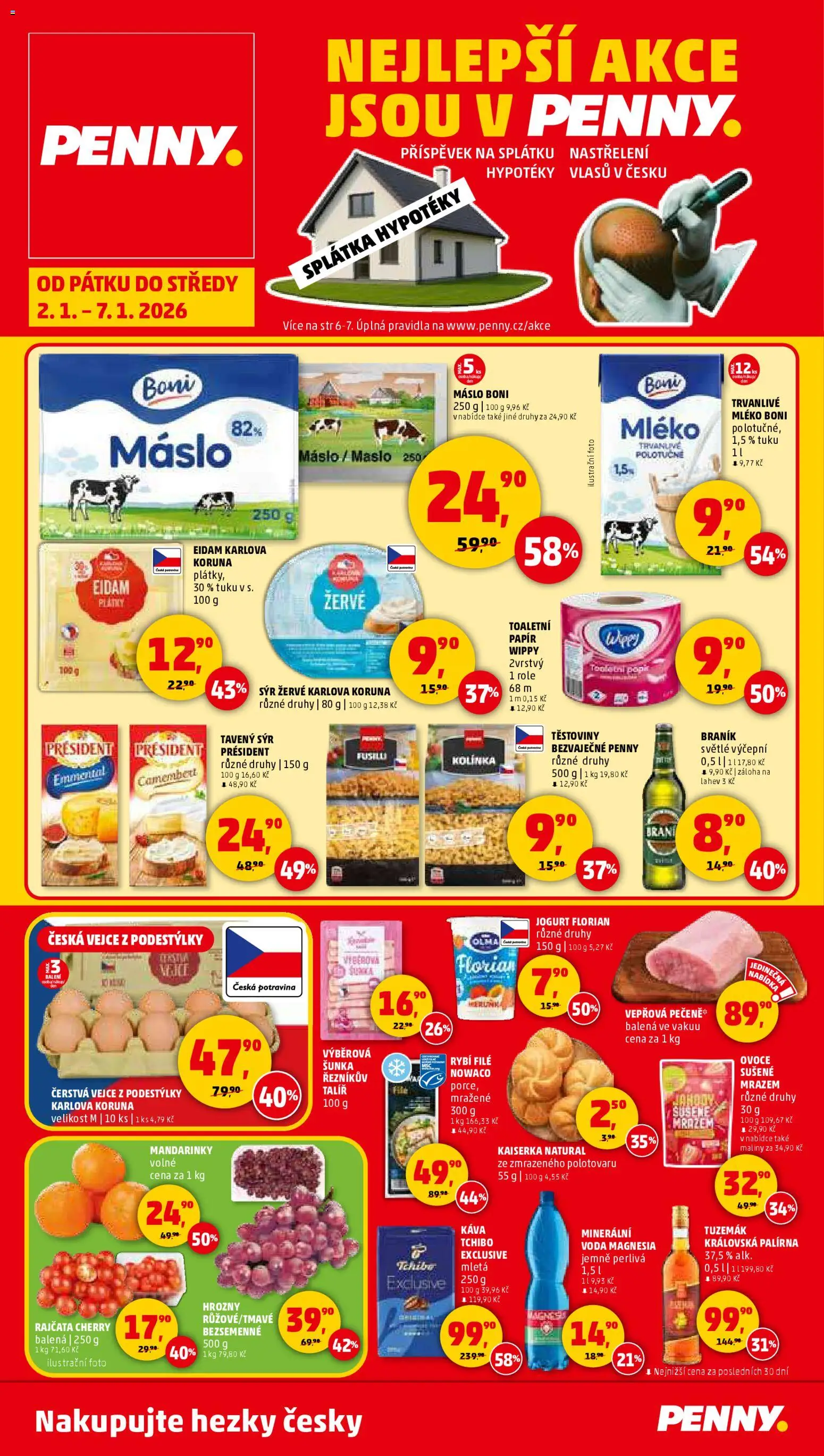 Penny Market leták - Čtvrtečník od 02.01.2026 | Strana: 1 | Produkty: Voda, Jahody, Talíř, Láhev