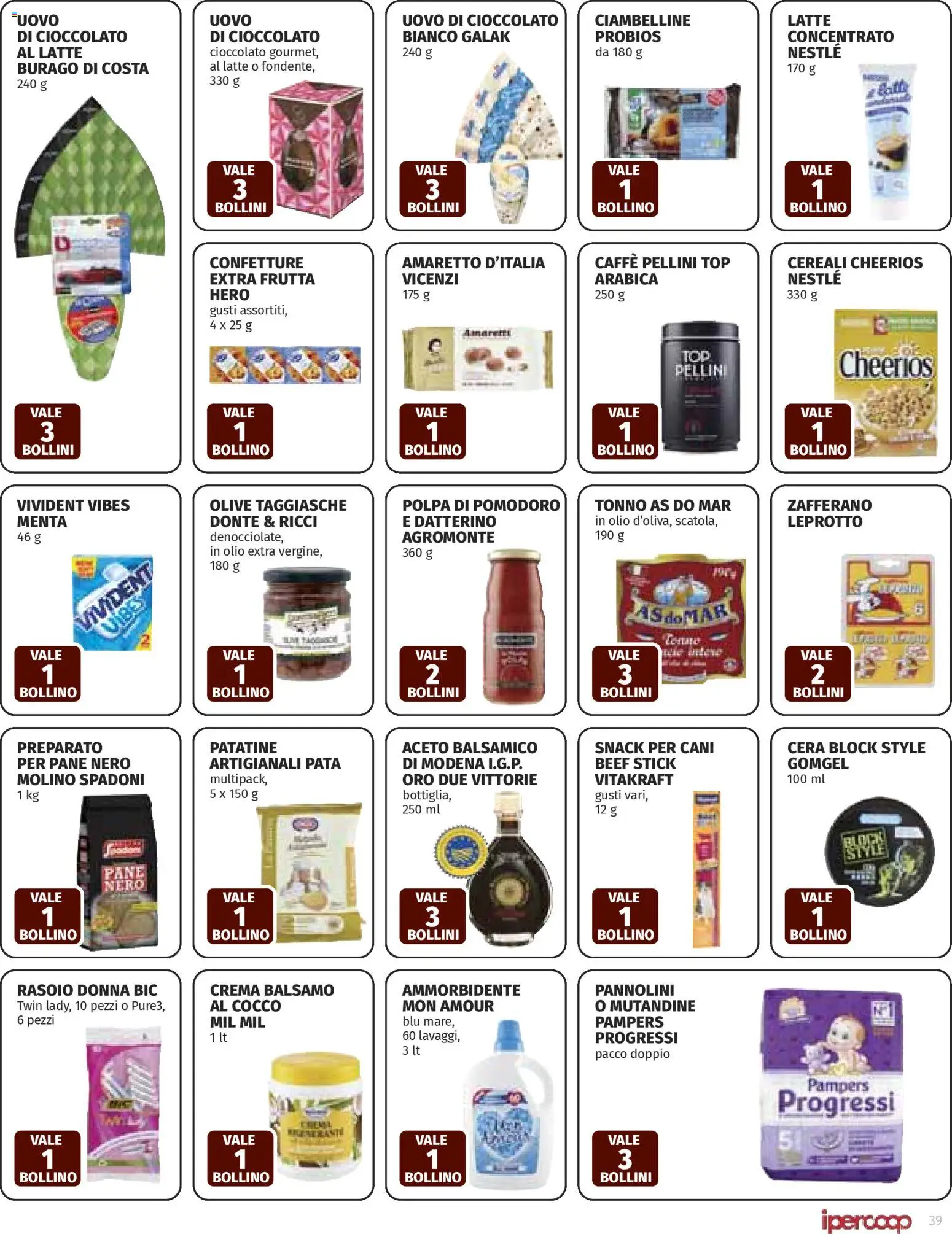 Volantino Ipercoop del 26.03.2026 | Pagina: 39 | Prodotti: Pane, Cioccolato, Patatine, Pampers