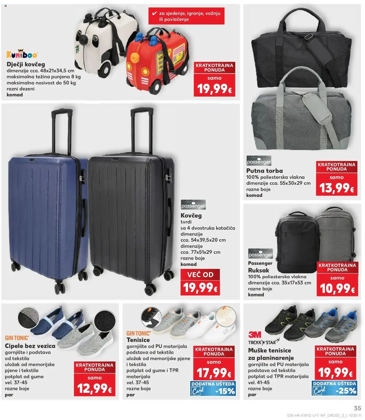 Kaufland katalog | vrijedi od 17.03.2026 | Stranica: 35 | Proizvodi: Tenisice, Tonic, Ruksak, Putna torba