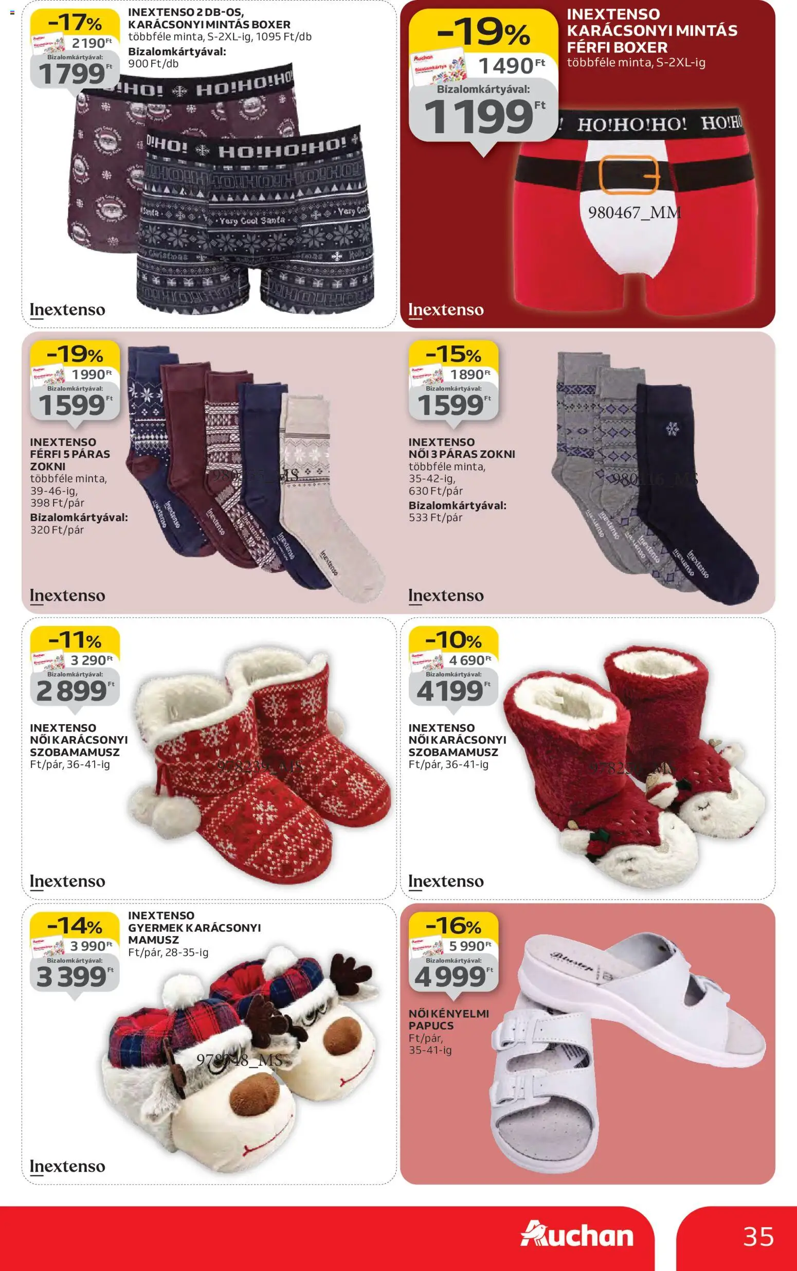 Auchan akciós ujság - amely érvényes a következő dátumtól: 13.11.2025 | Oldal: 35 | Termékek: Papucs, Zokni
