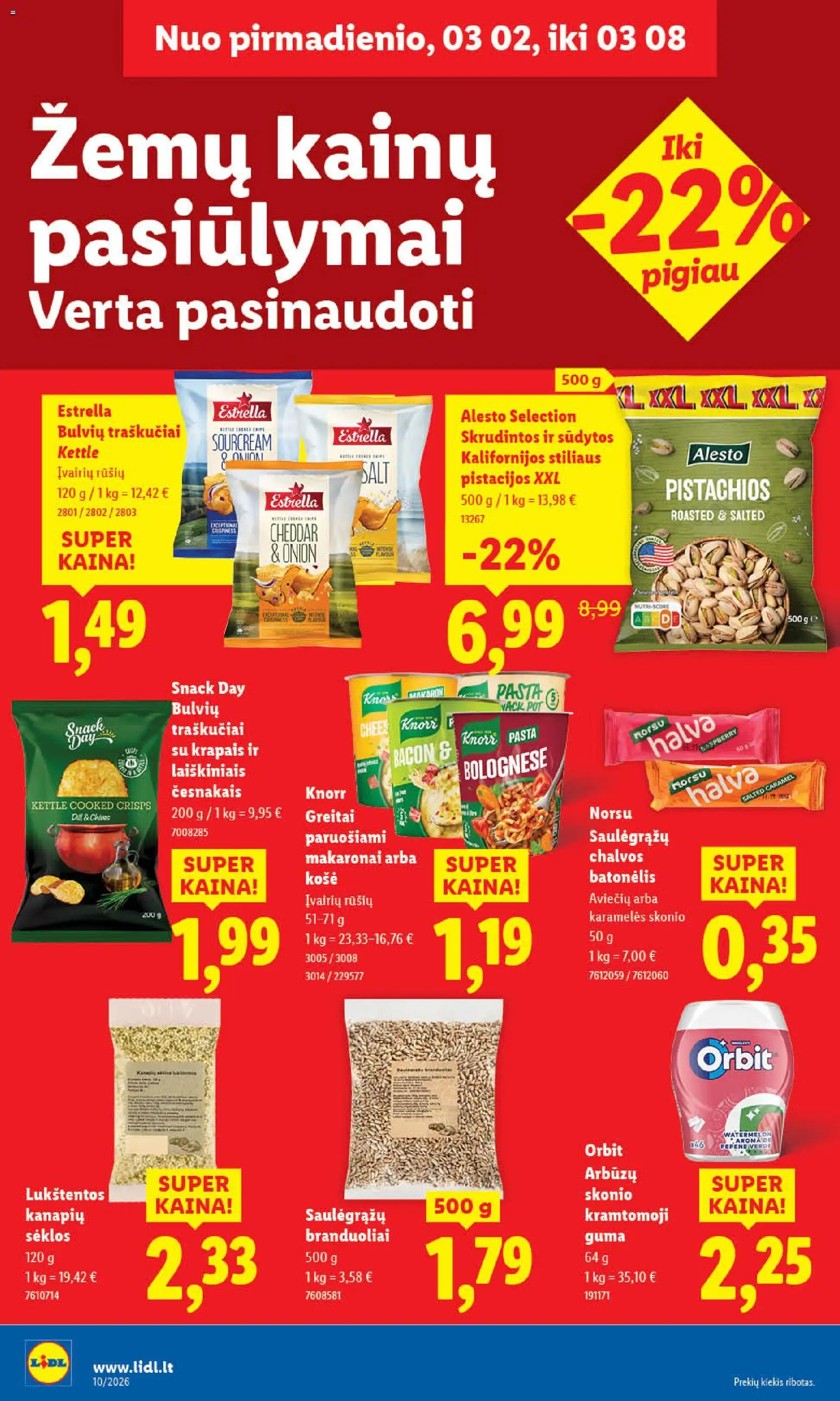 LIDL akcijos nuo 02.03.2026 | Puslapis: 26 | Prekių: Košė, Sėklos, Traškučiai, Pistacijos
