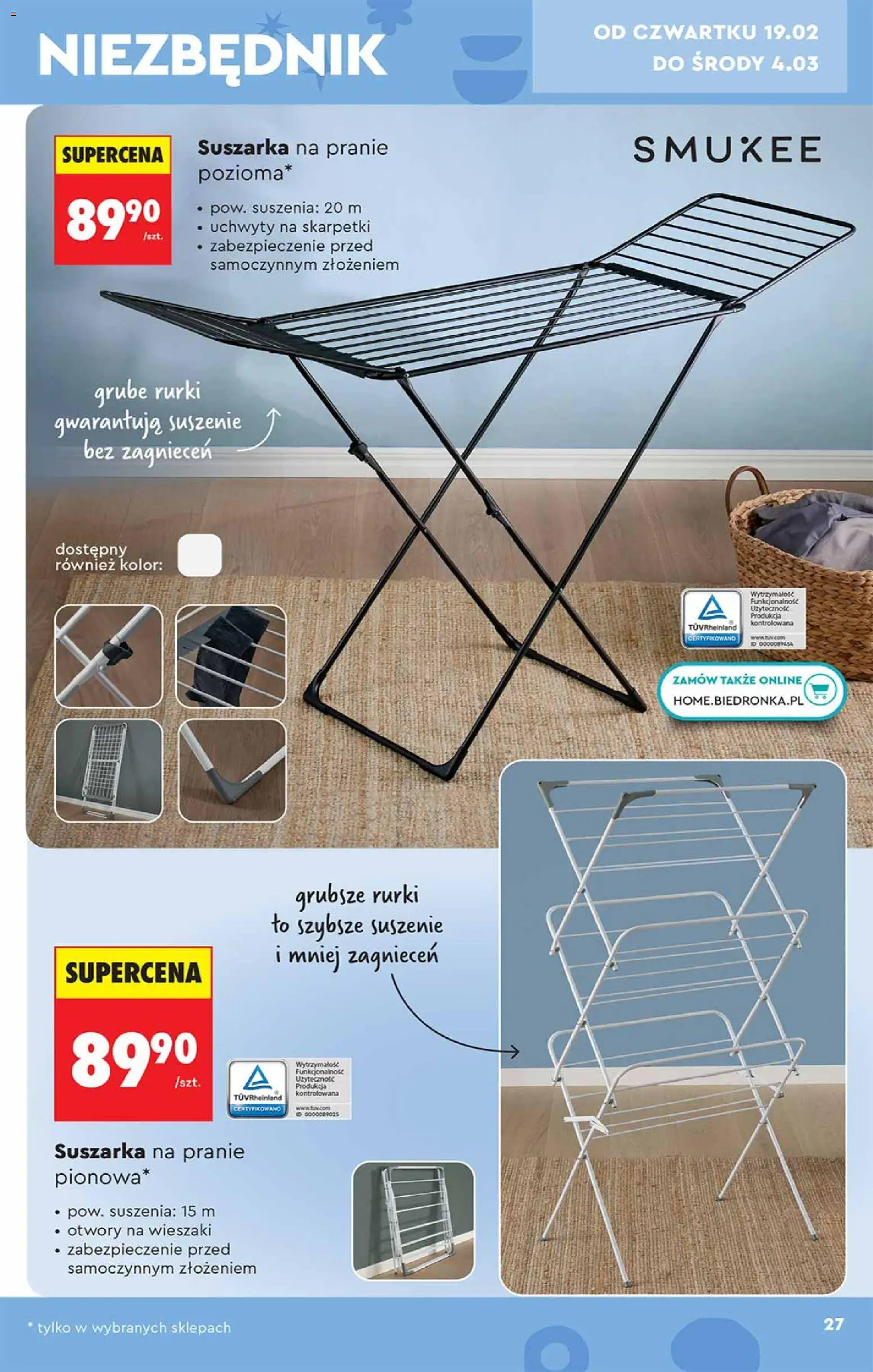 Biedronka gazetka - Hity i inspiracje od 14.02.2026 | Strona: 27 | Produkty: Suszarka na pranie, Skarpetki, Suszarka, Wieszaki