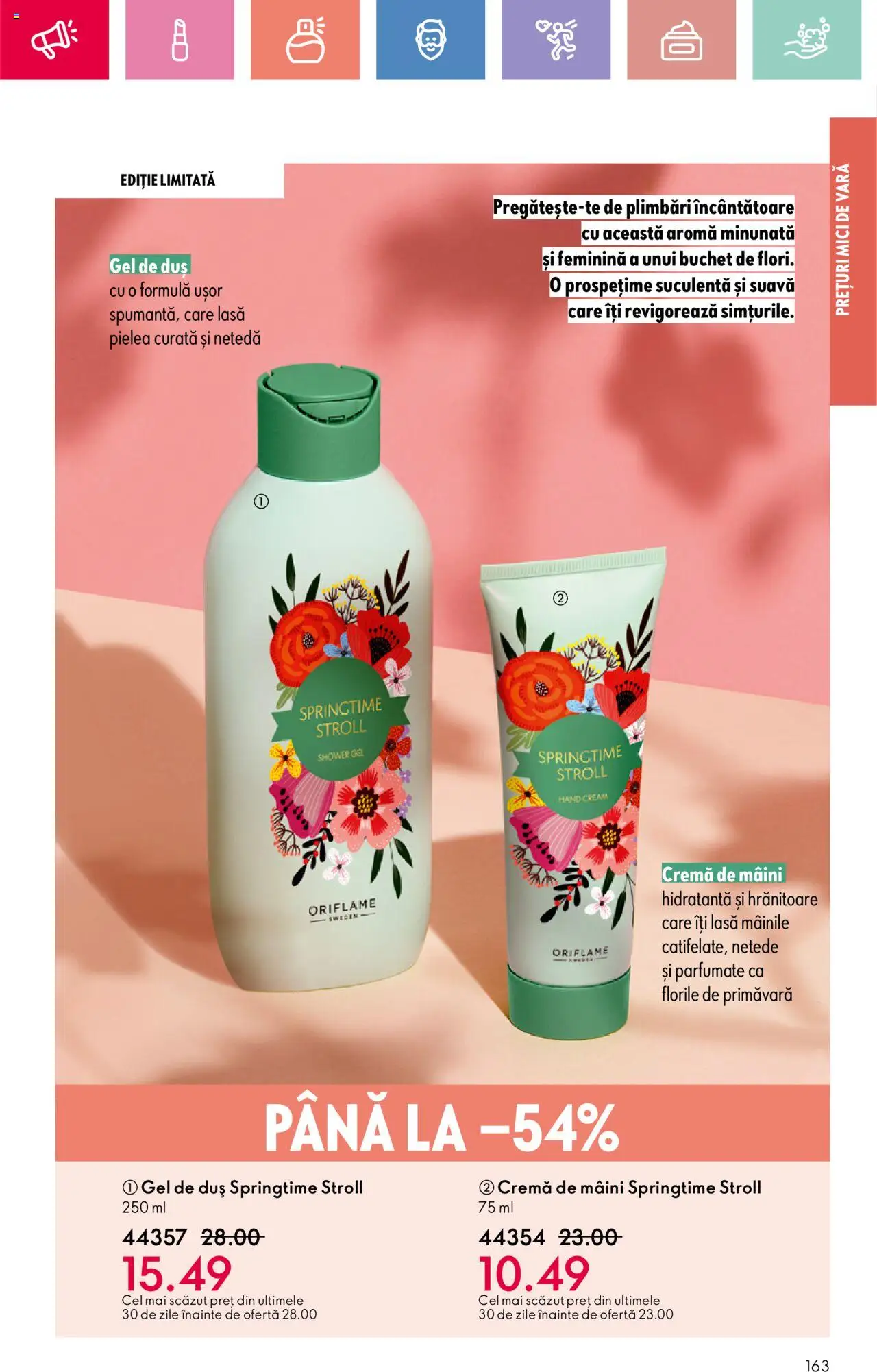 Oriflame catalog 10 2025 – valabil de la 06.07.2025 | Pagină: 163 | Produse: Mici, Cremă, Cremă de mâini, Gel de duș