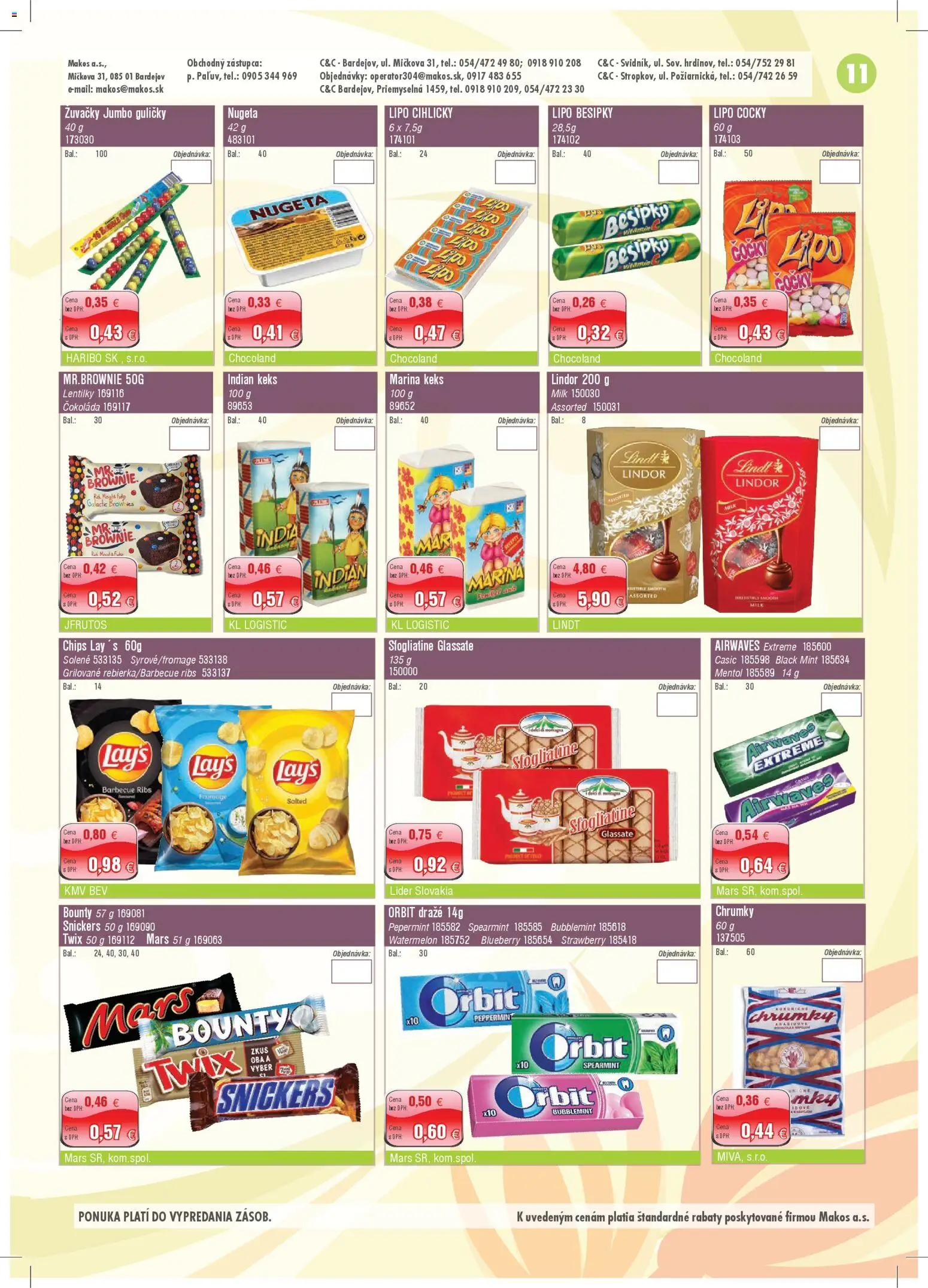 Nové Makos akcie – leták je platný od 06.04.2026 | Strana: 11 | Produkty: Lindor, Lindt, Čokoláda
