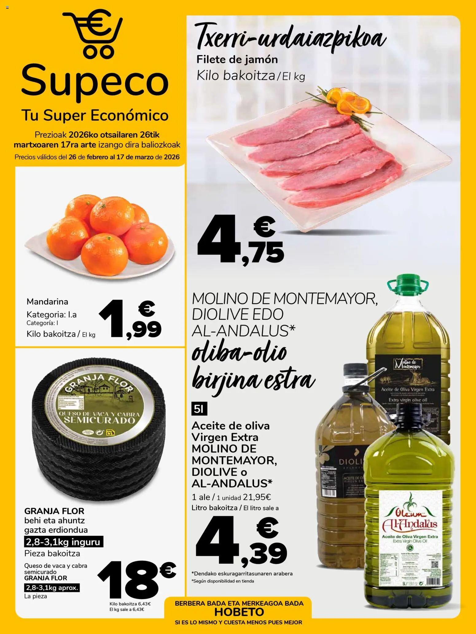 Supeco folleto │ válido desde el 26.02.2026 | Página: 1 | Productos: Queso de vaca, Aceite, Jamón, Filete