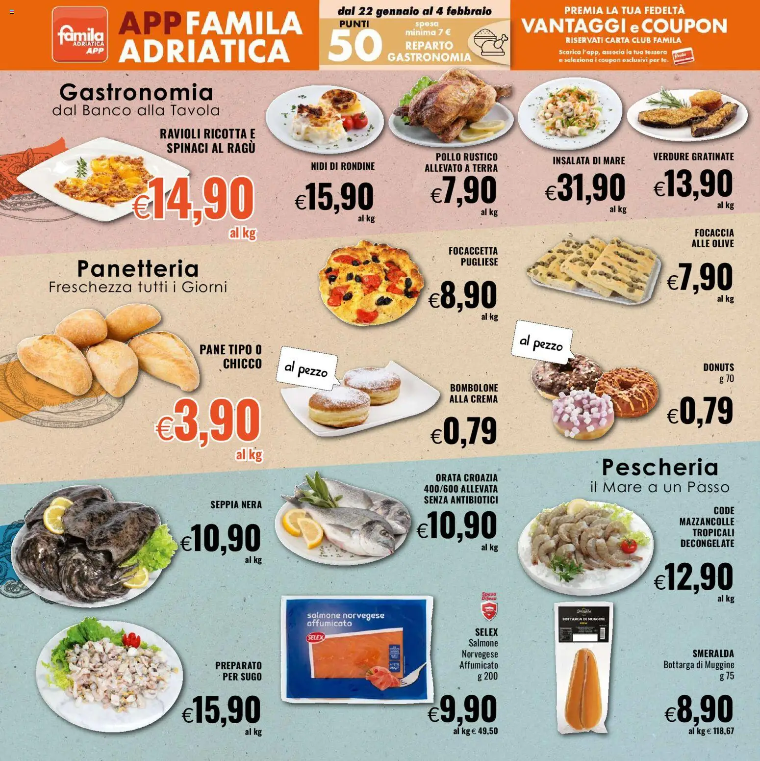 Volantino Famila del 22.01.2026 | Pagina: 4 | Prodotti: Pollo, Verdure, Spinaci, Ravioli