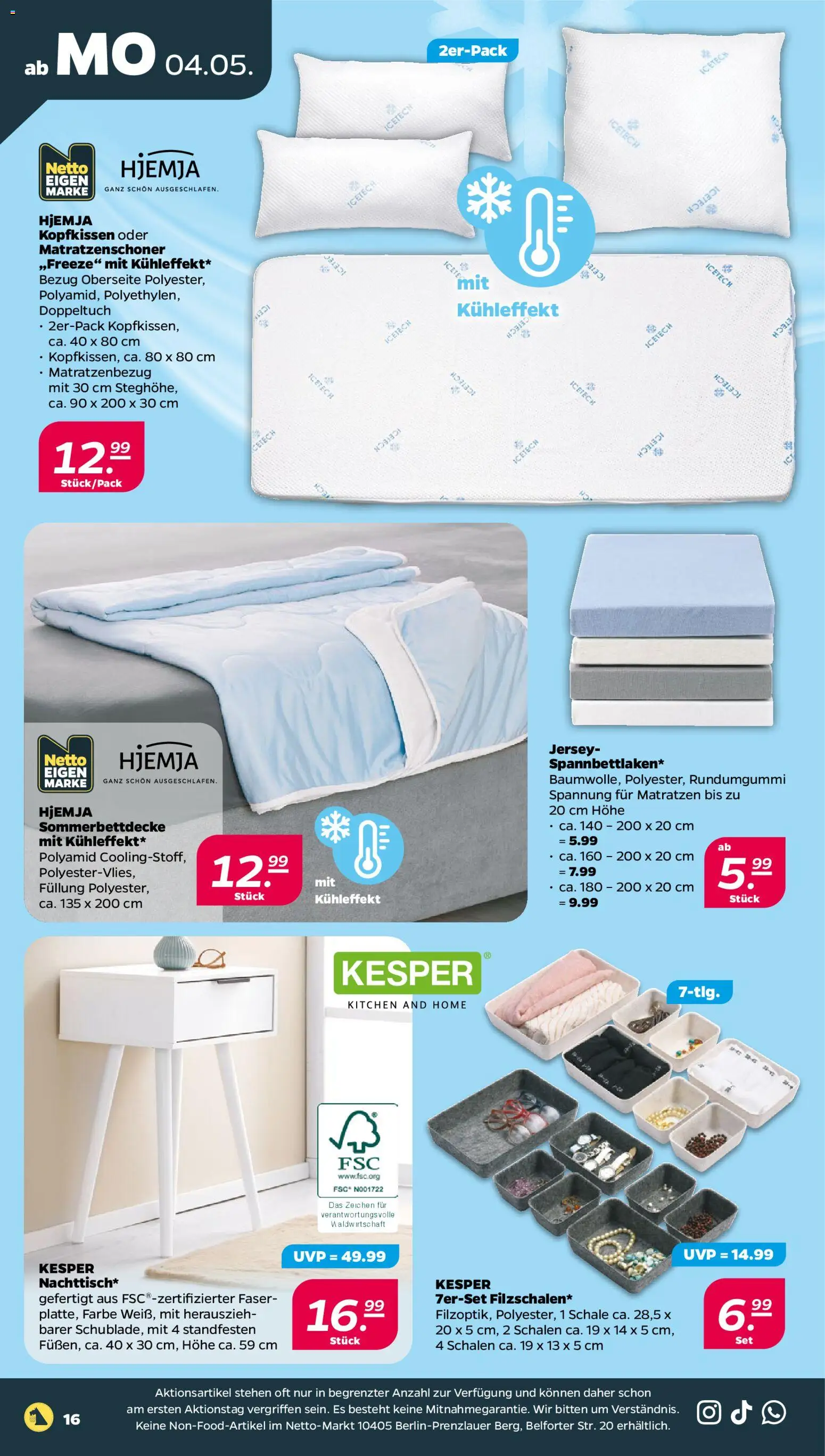 Netto Prospekt 	 – gültig ab 04.05.2026 | Seite: 18 | Produkte: Kopfkissen, Matratzenschoner