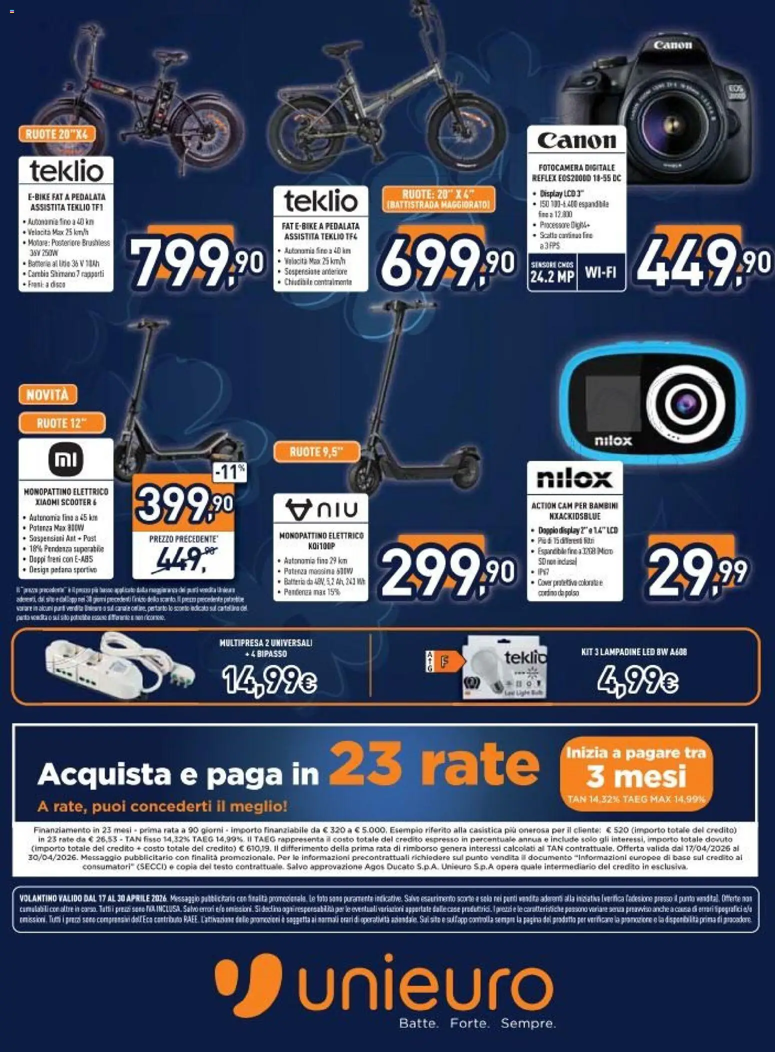 Volantino Unieuro del 17.04.2026 | Pagina: 32 | Prodotti: Xiaomi, Monopattino, Batteria, Monopattino elettrico