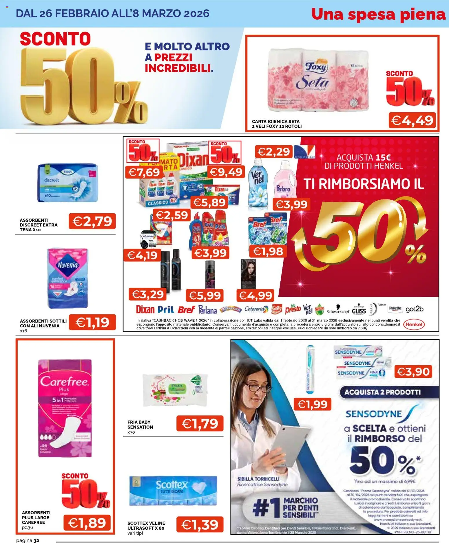 Volantino Mercatò del 26.02.2026 | Pagina: 32 | Prodotti: Carta igienica, Veline, Data