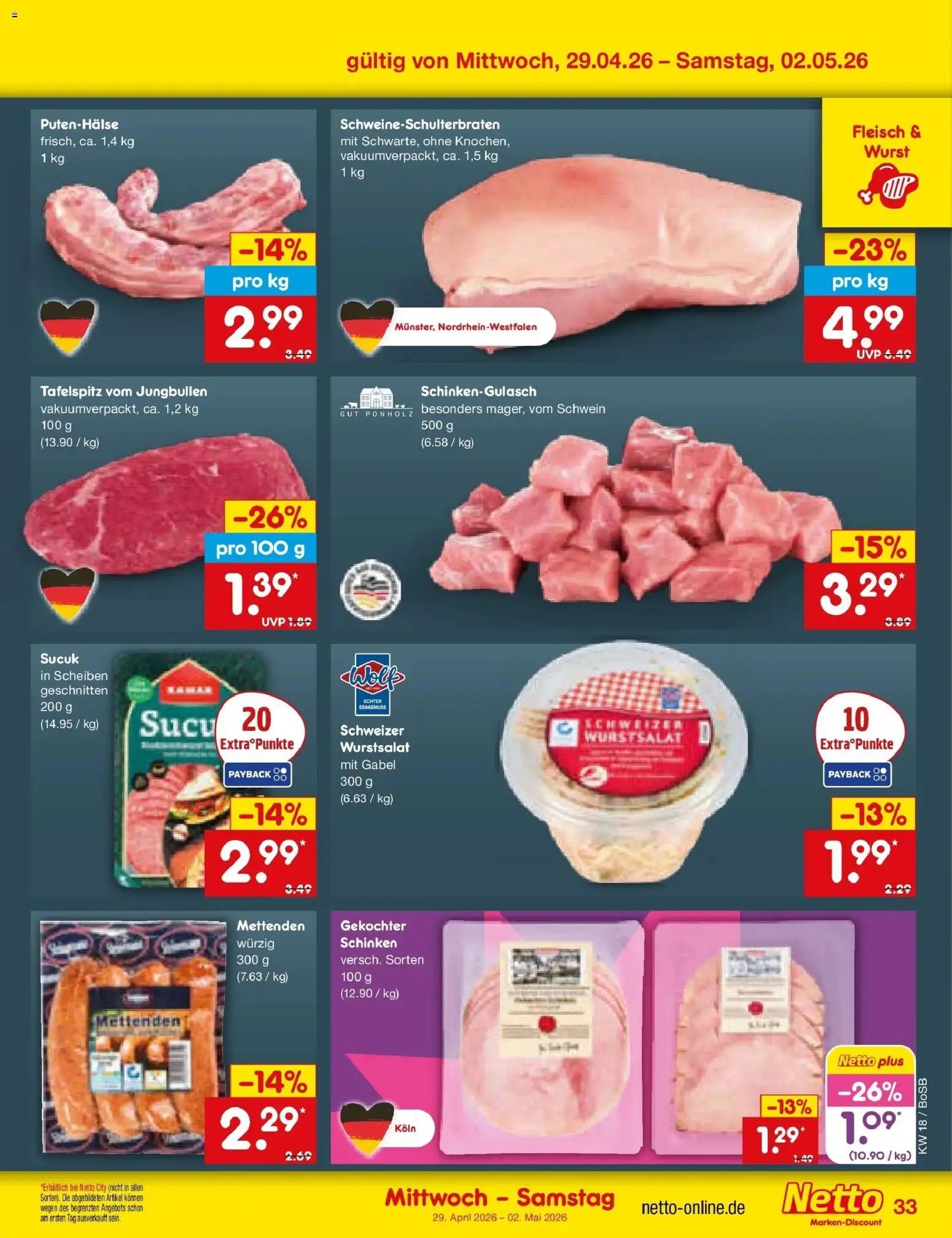 Netto Marken-Discount Prospekt Stadtlohn	 – gültig ab 27.04.2026 | Seite: 47 | Produkte: Tafelspitz, Wurst, Schinken, Fleisch