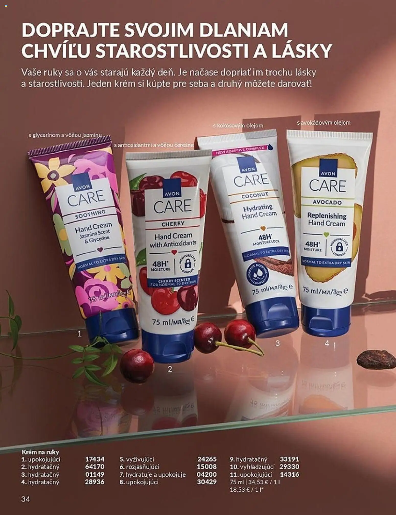 Nové Avon akcie – leták je platný od 01.02.2026 | Strana: 34 | Produkty: Krém na ruky, Krém, Čerešne