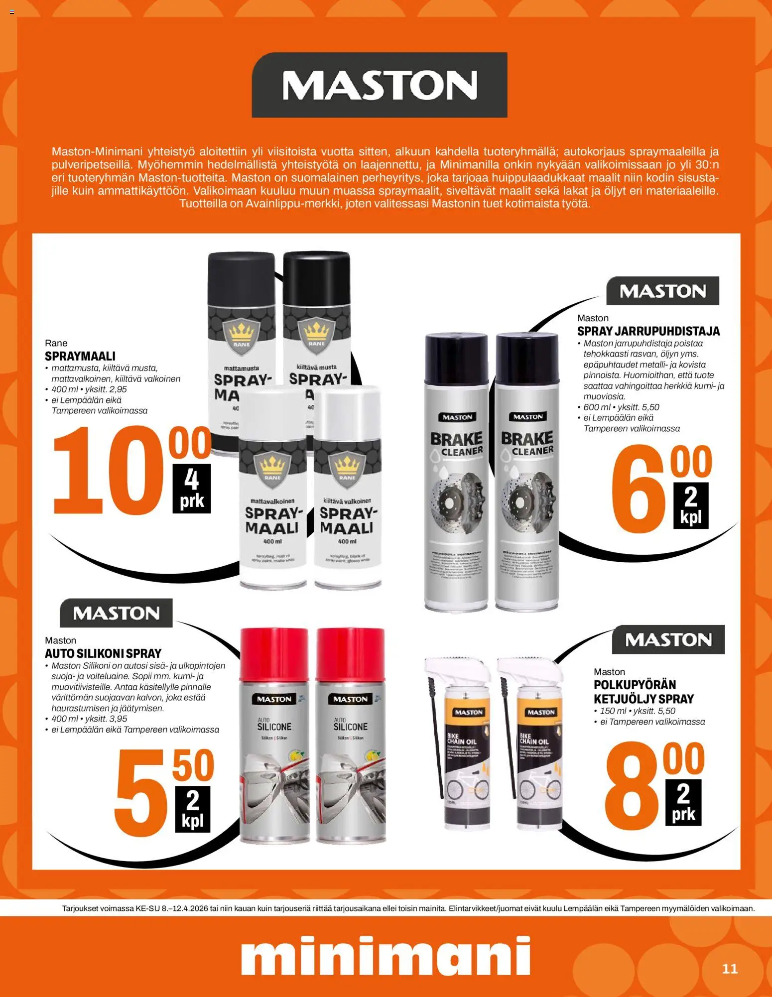 Minimani tarjoukset – voimassa 08.04.2026 alkaen | Sivu: 11 | Tuotteet: Maali, Matto