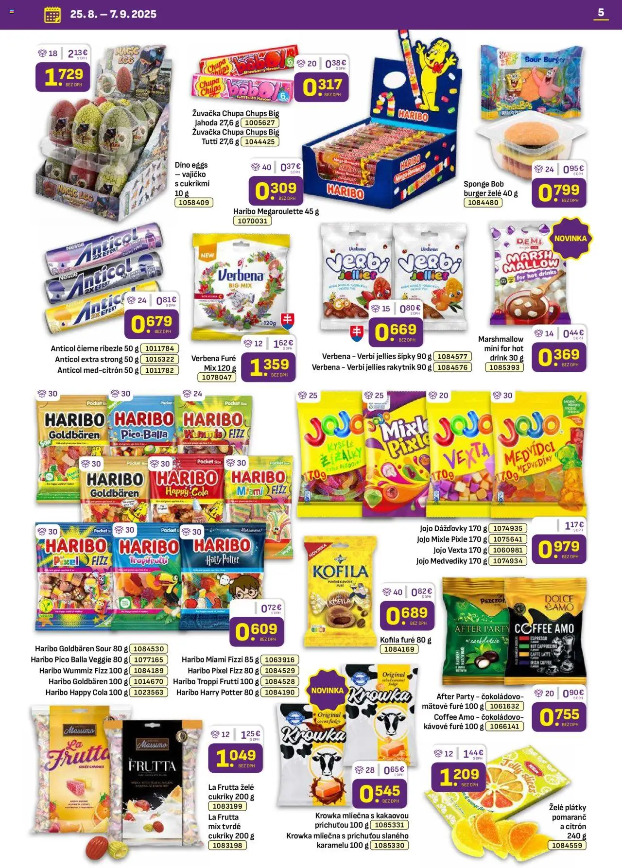 Libex leták │ platný od 25.08.2025 | Strana: 5 | Produkty: Ríbezle, Cukríky, Cola
