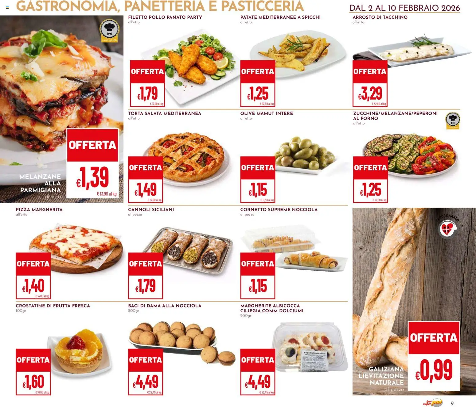Volantino Pan del 02.02.2026 | Pagina: 9 | Prodotti: Tacchino, Olive, Crostatine, Forno
