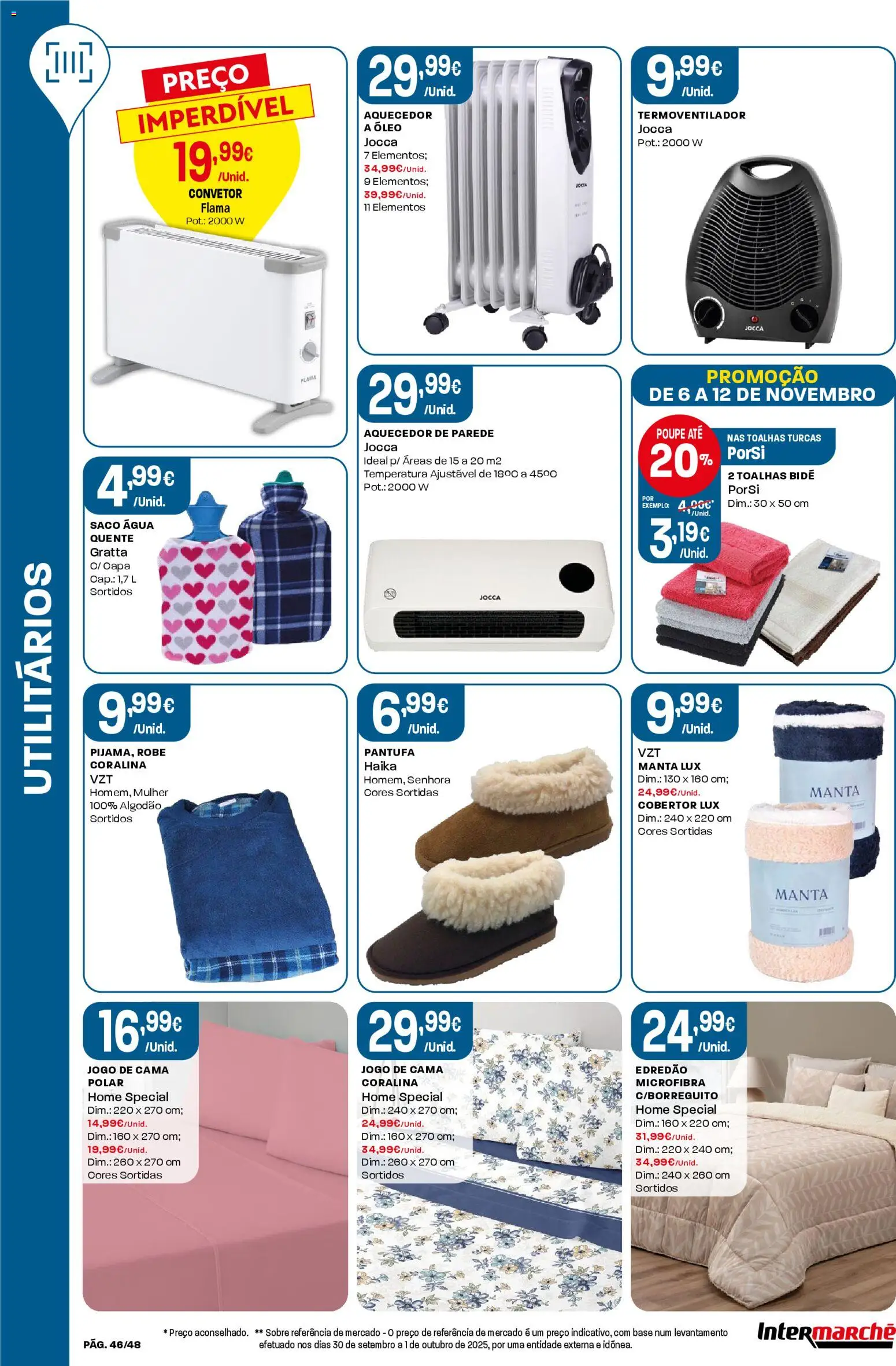 Intermarché folheto │ válido de 06.11.2025 | Página: 46 | Produtos: Agua, Jogo de cama, Base, Cama