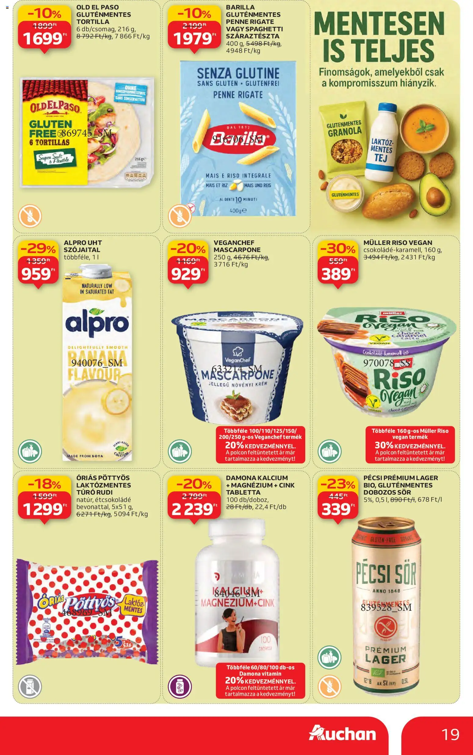 Auchan akciós ujság - amely érvényes a következő dátumtól: 30.10.2025 | Oldal: 19 | Termékek: Kiseli krastavci, Granola, Szójaital, Túró