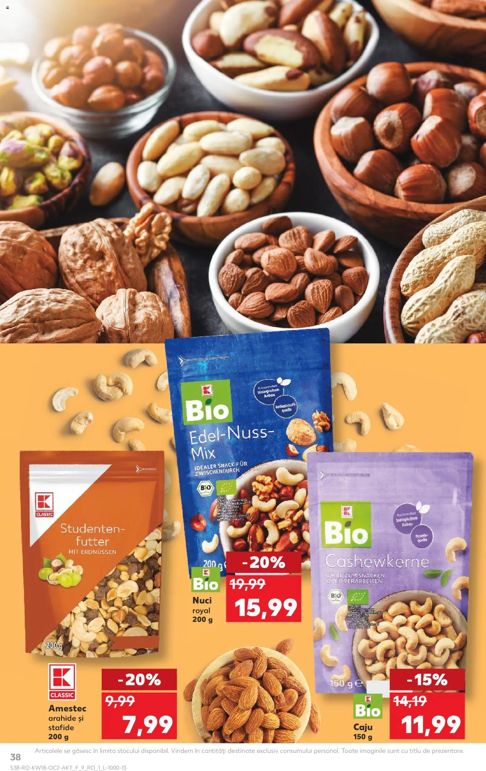 Noul catalog Kaufland – valabil de la 29.04.2026 | Pagină: 38 | Produse: Şerit ödül, Arahide, Nuci, Stafide