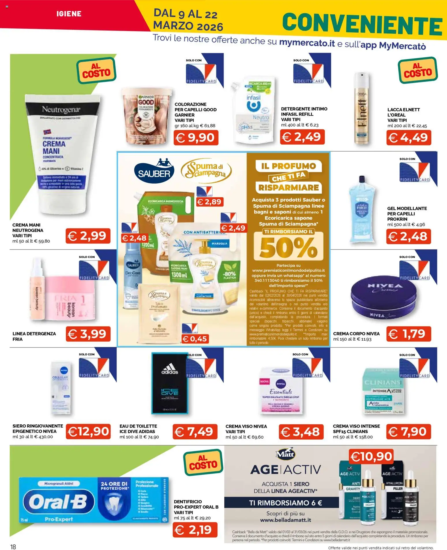 Volantino Mercatò del 09.03.2026 | Pagina: 18 | Prodotti: Sapone, Crema viso, Intimo, Talco