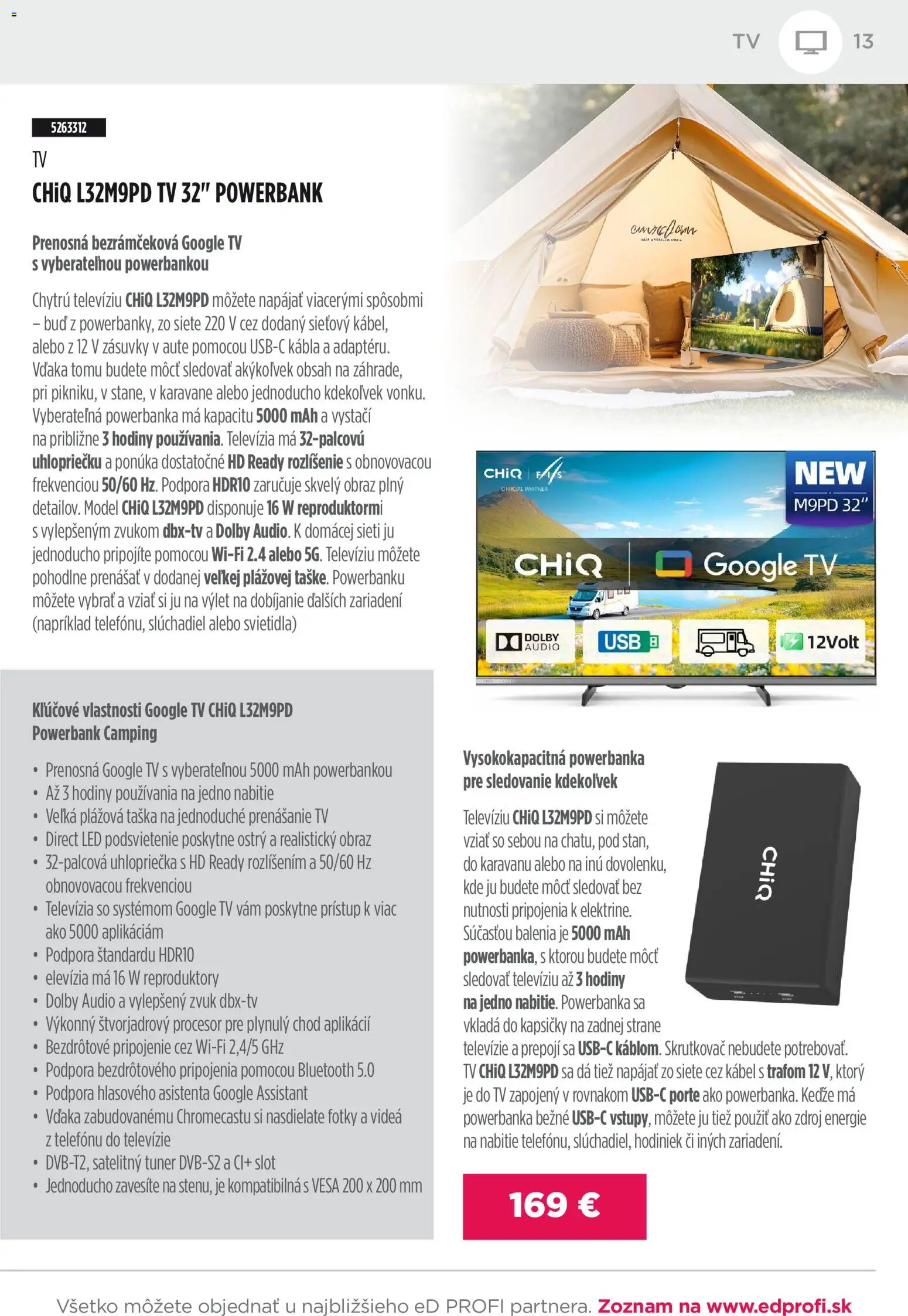 Nové ED Profi akcie – leták je platný od 01.01.2026 | Strana: 13 | Produkty: Televízia, Tv, Svietidlá, Hodiny